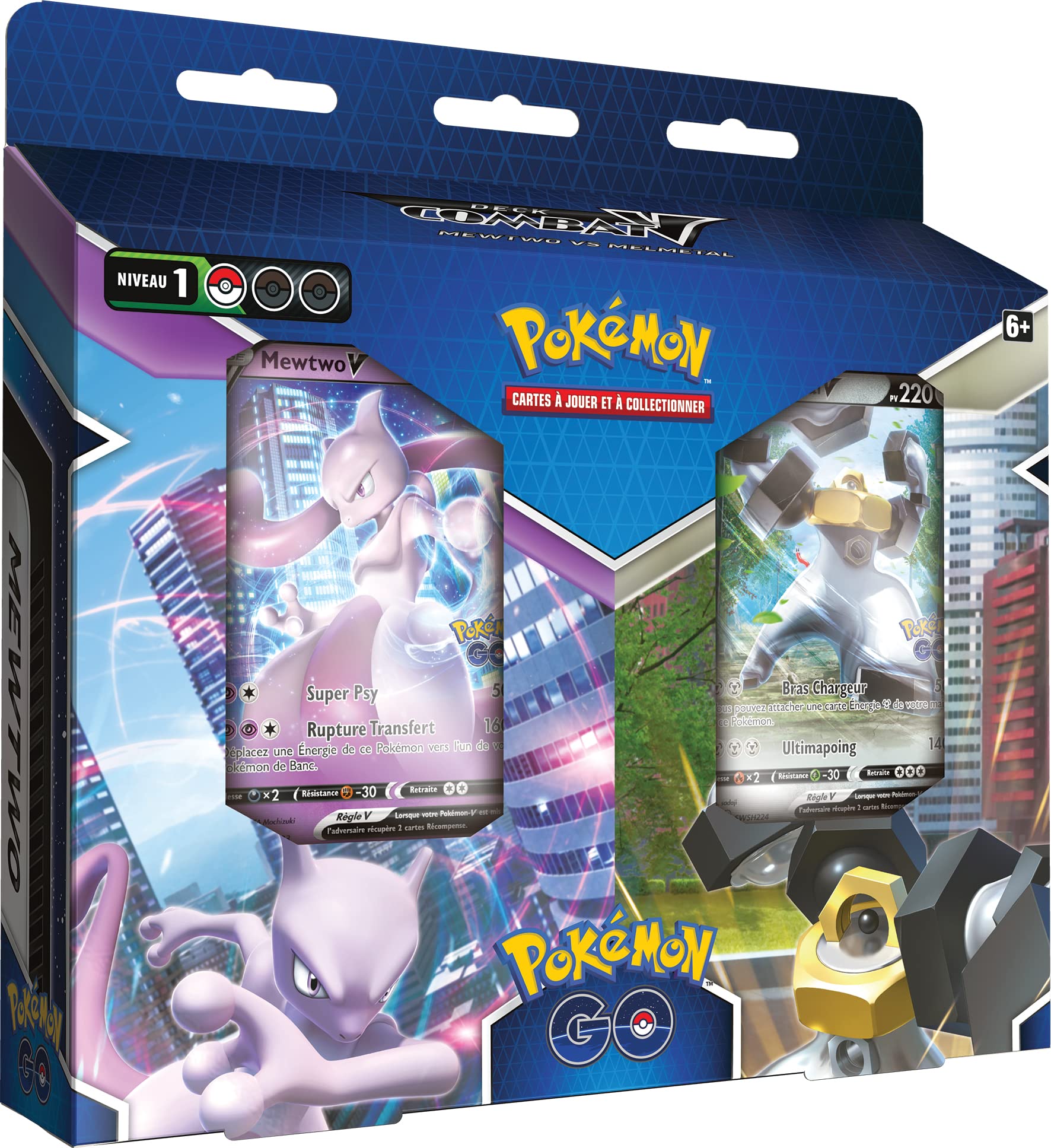 Pokémon, GO : Bundle Deck Melmetal-V/Mewtwo-V, Jeu de société, Cartes à Collectionner, A partir de 6 Ans