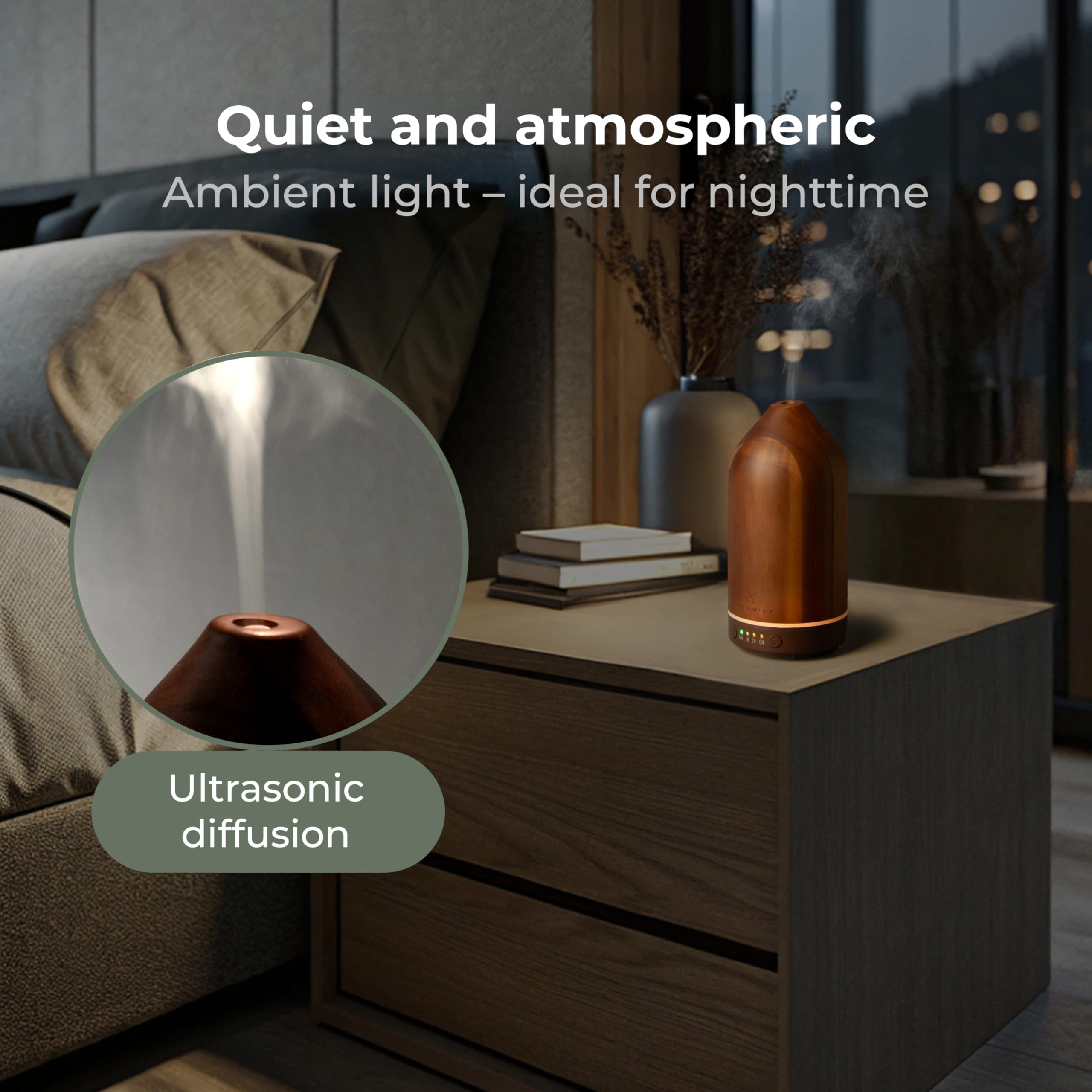 WALDWERK Dyfuzor (100ml) z eleganckiego drewna akacjowego - Dyfuzor aromatyczny dla przyjemnej atmosfery w pomieszczeniu - Dyfuzor do olejków eterycznych - Dyfuzor olejku zapachowego - Lampa zapachowa
