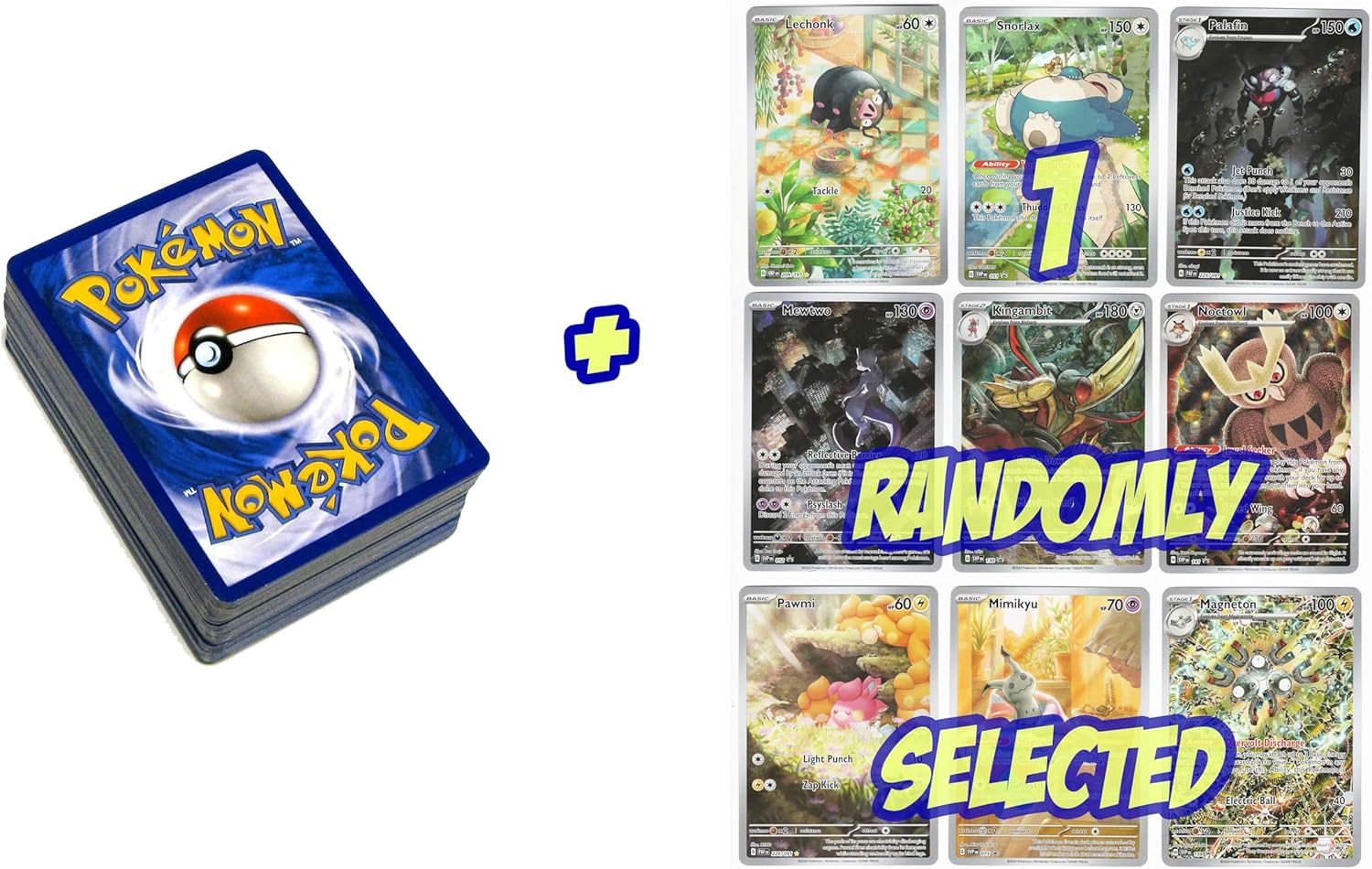 Pokemon – 50 Card Lot + Full Art Illustration Card & Foils – Bundle – Mimikyu Eevee Snorlax etc.