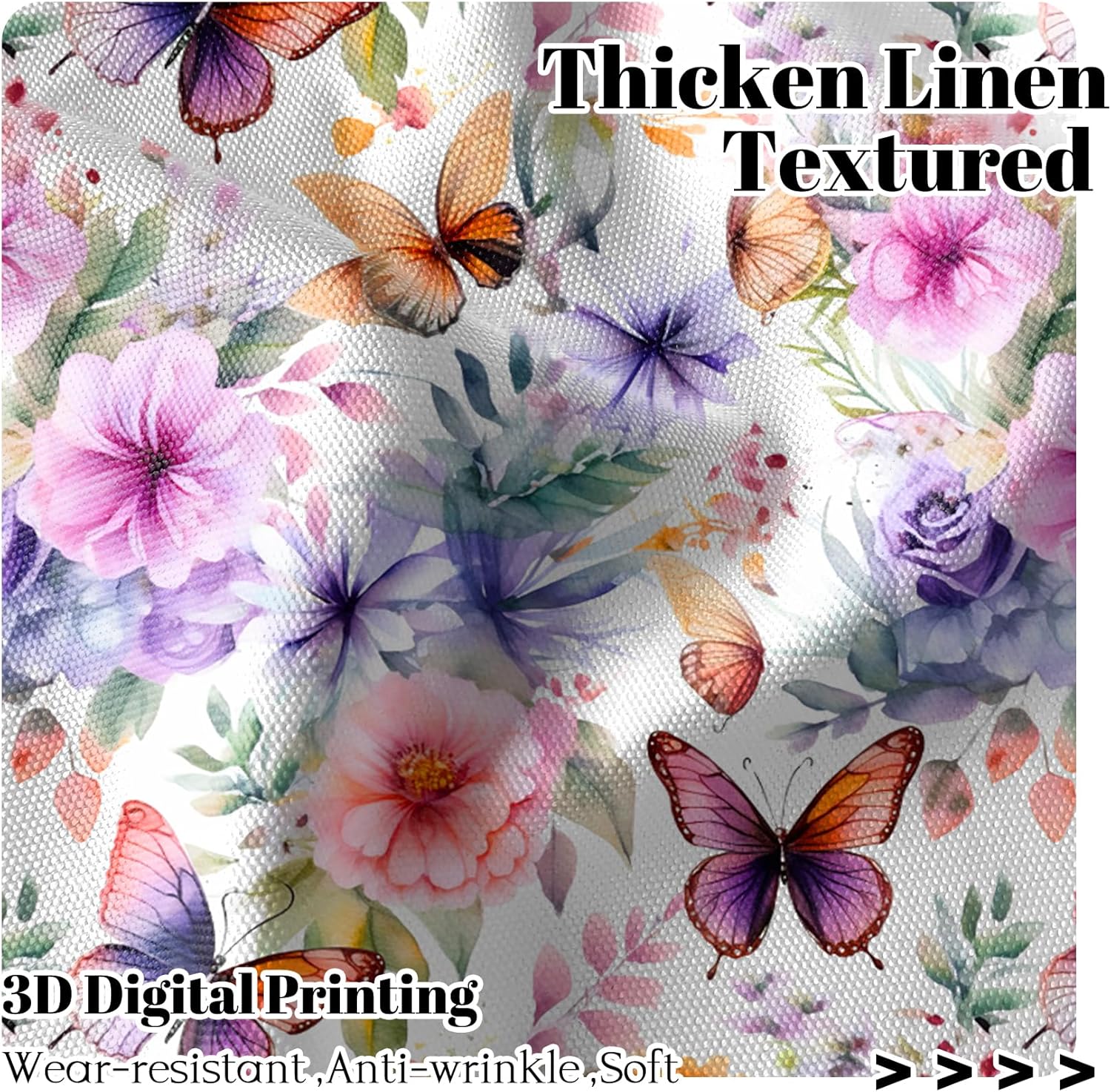 Renaiss 26 x 63 Inch Floral Bedroom Curtains Purple Flowers Butterfly Window Curtains Rod Pocket Treatment Curtain Modern Cafe Curtain for Living Dining Room Thermal Insulate Linen Drapes 2 Panels