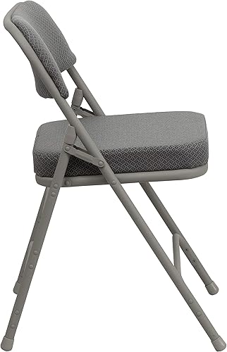 Miniatura 30 de Silla plegable de metal tapizada Hercules de Flash Furniture, tela curvada color borgoña, 2 unidades Tela borgoña/marco gris,Tela gris/marco