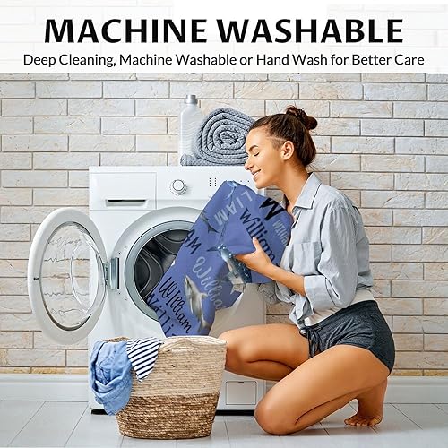 Miniatura 5 de Manta personalizada con nombre de tiburón  Suave, mullida y cálida  Manta pequeña de 40 x 30 pulgadas para oficina, silla, bonita manta azul, regalo