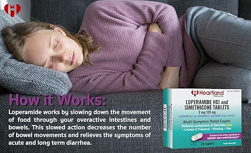Miniatura 4 de Clorhidrato de loperamida 2 mg y simeticona 125 mg  Medicina antidiarreica  Medicina anti-gas  Tratamiento de diarrea y gases 2 en 1  24 tabletas
