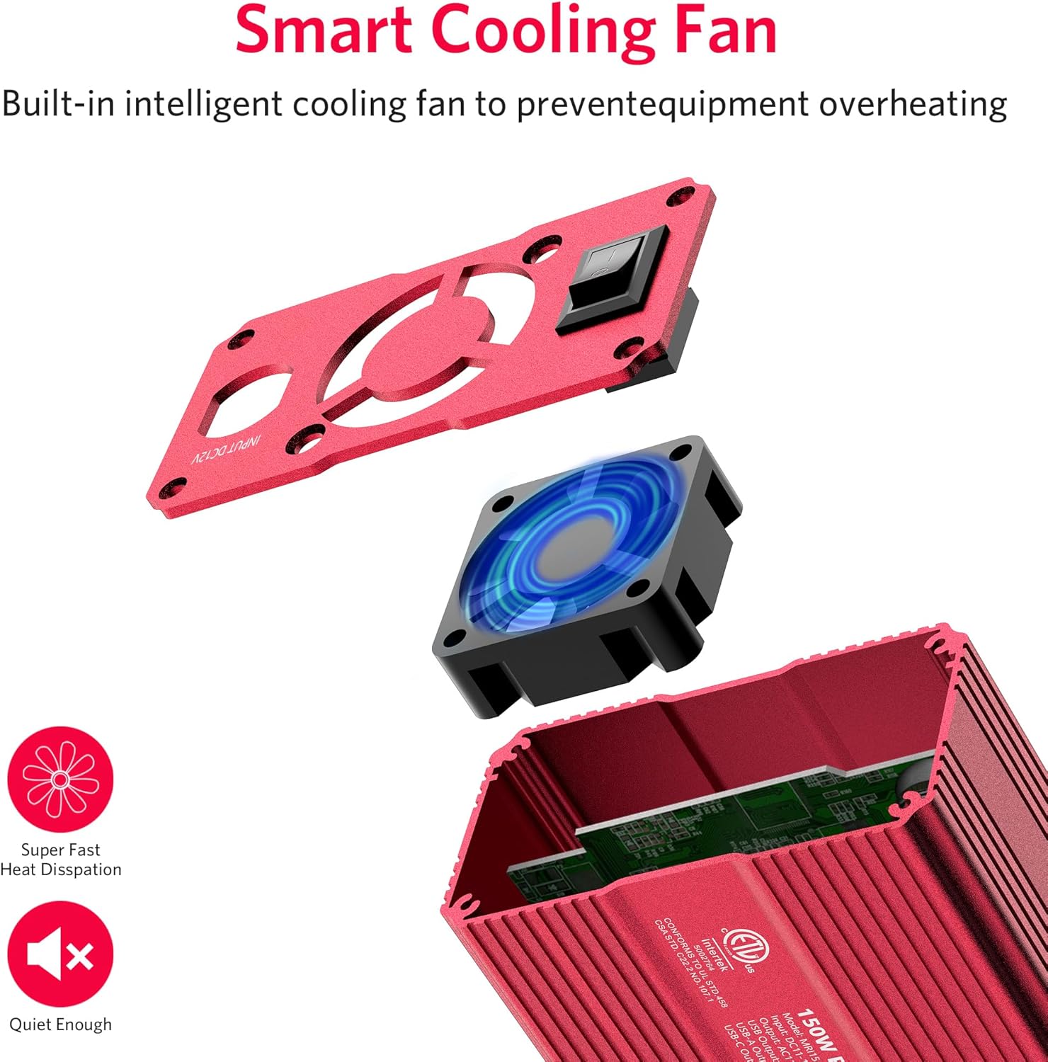 BESTEK 150W Car Power Inverter with PD30W & QC3.0 18W USB DC 12V to 110V AC Car Outlet Adapter for Phone,Laptops,Ipad etc