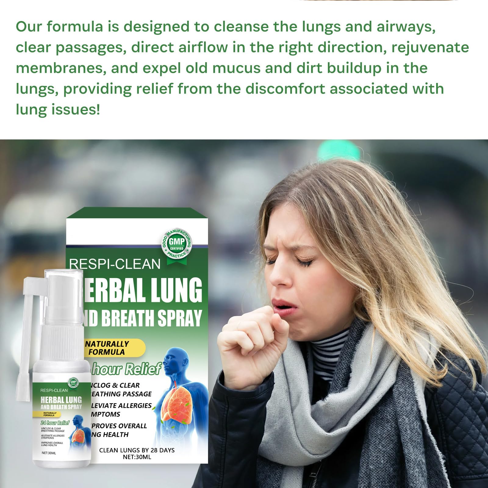 Spray Nettoyant Pulmonaire à Base de Plantes,Nature Herbal Lung Cleanse Mist,Spray Nasal Purifiant,Assainit et Dégage les Voies Nasales,Puissant Soutien des Poumons Herbal Care Essence