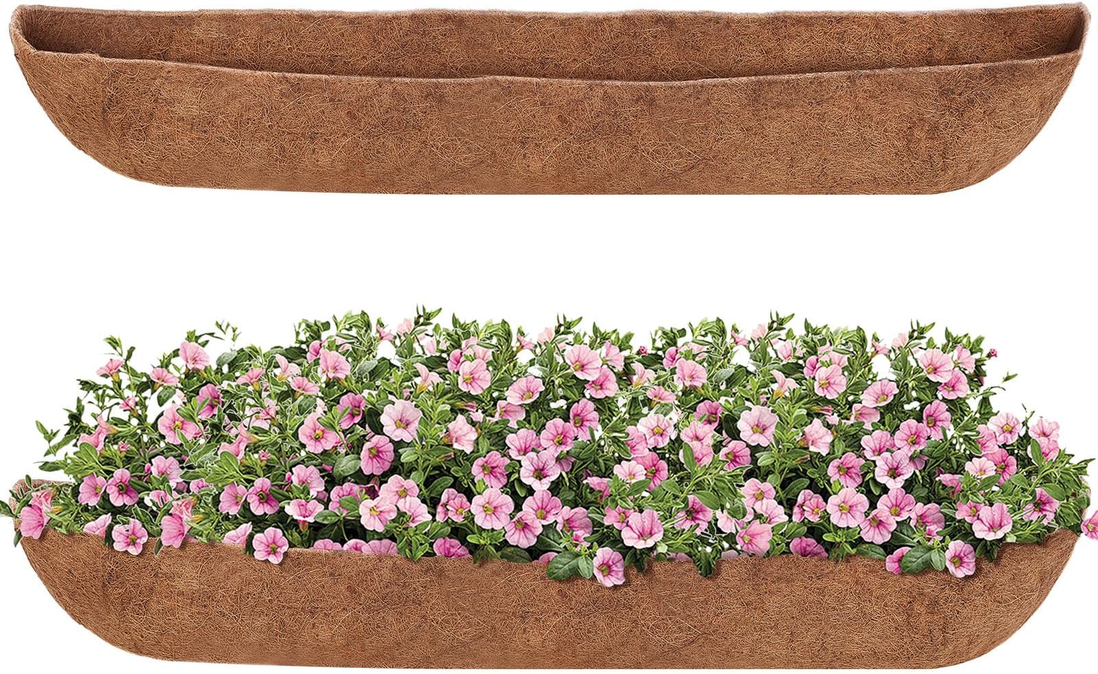 4Pcs Trough Coconut Liners for Planters, 24/30/36/48 Inch