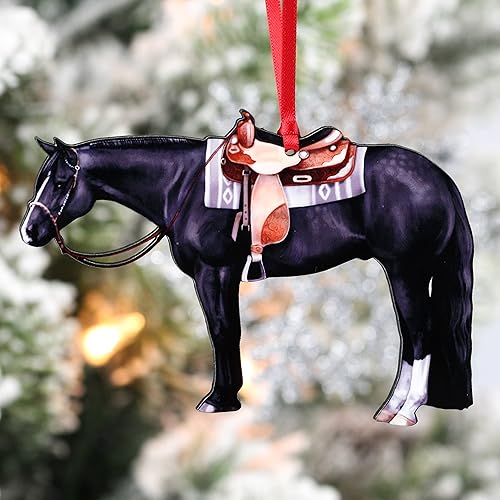 Miniatura 2 de Western Quarter Horse Christmas Ornament Decoration Gift for Horse Woman (Black)