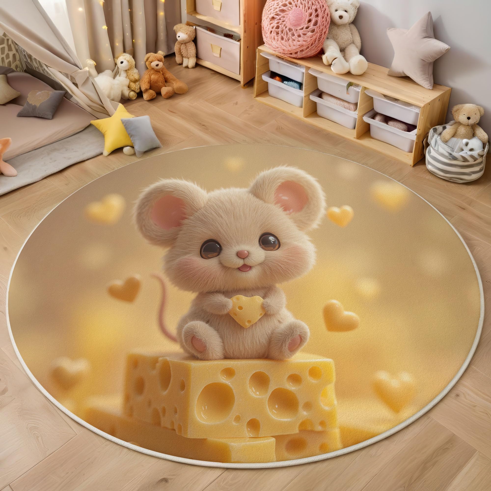 Tapis imprimé souris fromage doux et antidérapant pour chambre coucher 180cm
