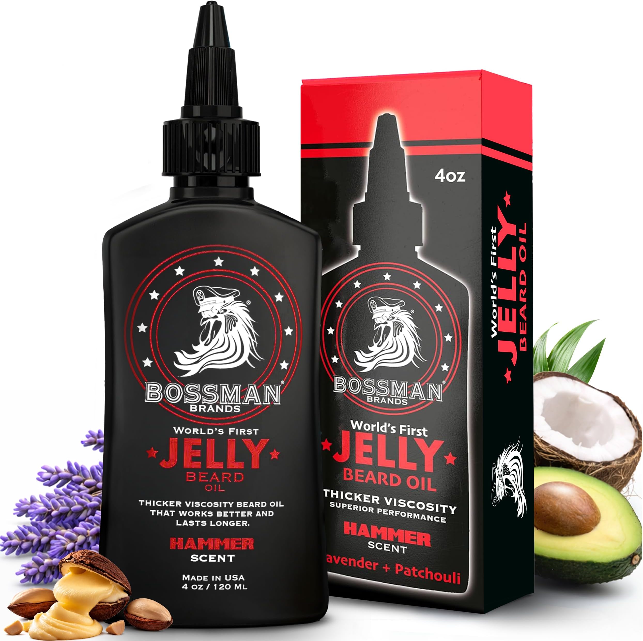 Jelly Beard Oil for Men (4 oz, Hammer Scent) โ Softens, Moisturizes & Conditions with Natural Ingredients