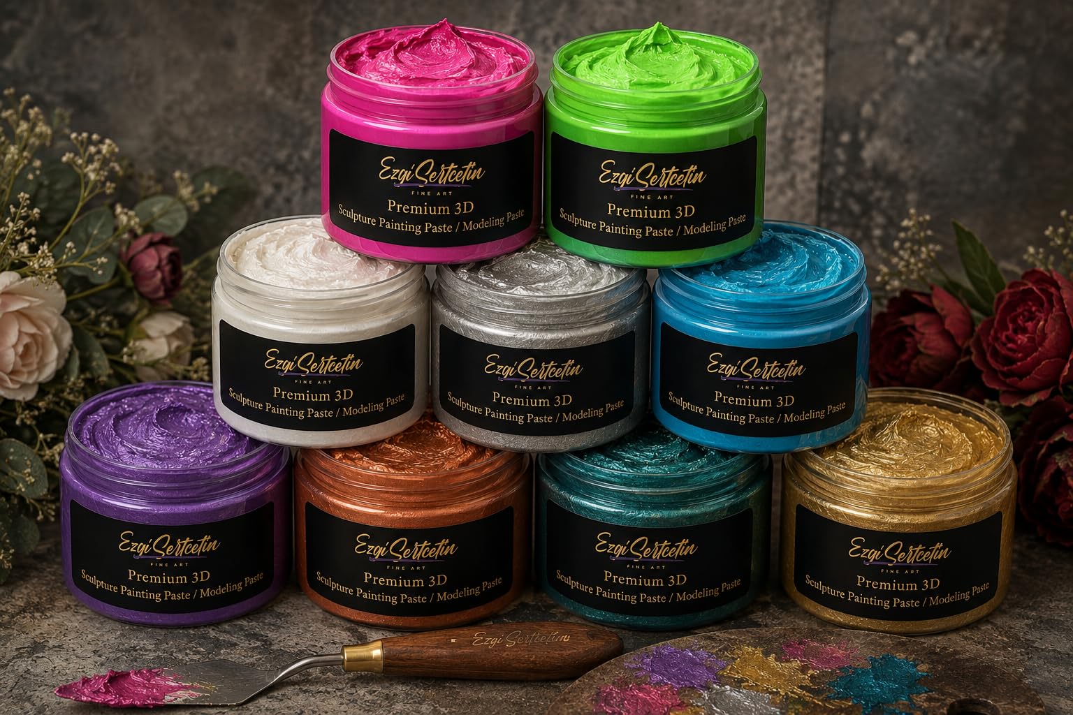 Pasta do malowania rzeźb 3D, pasta do modelowania, pasta teksturalna, tynk dekoracyjny, gotowy do użycia, unikalne kolory, idealny do grafiky, szablonów, kwiatów, tekstury, ulga artystyczna, nowy duży rozmiar 177 ml (metaliczny królewski niebieski)