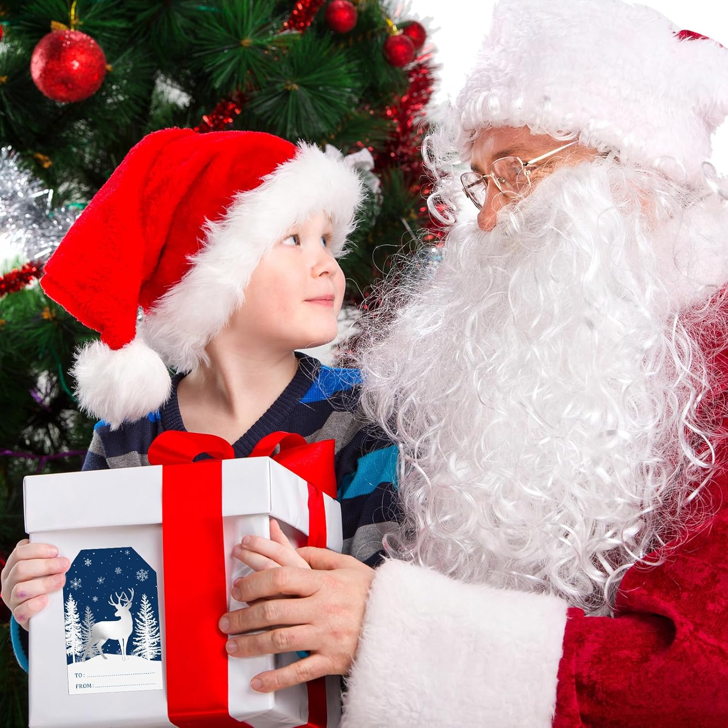 Pasimy 300 Pcs Christmas Gift Stickers Self Adhesive Xmas Gift Tag Christmas Label Sticker Snowman Xmas Tree Deer Name Sticker for Winter Holiday Party Supplies - Image 6