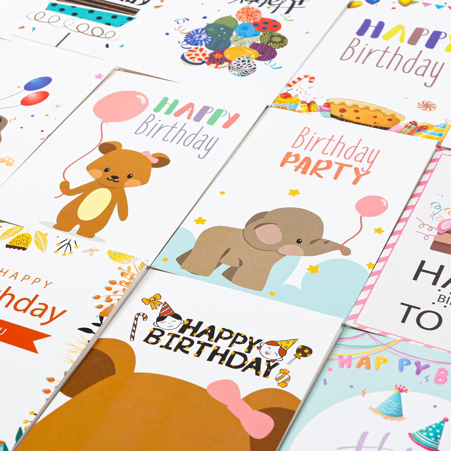 feela Birthday Cards Bulk, 320 Pack 40 Designs Happy Birthday Card Assortment Box with 320 Blank Envelopes, 336 Pieces of Stickers, 12 Washi Tapes, Greeting Cards for Employees Family, 4” X 6” - Image 4