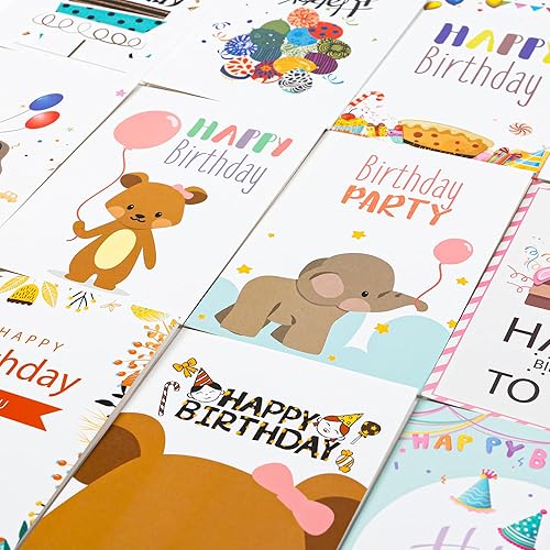 Miniatura 4 de Tarjeta de cumpleaños Feela. Paquete con 160 unidades y 40 diseños de feliz cumpleaños surtidos a granel con 160 sobres en blanco, 168 piezas de