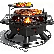 BALI OUTDOORS Fire Pit with BBQ, Outdoor Fire Pit for Wood Burning, Patio Firepits for Outside with Grill