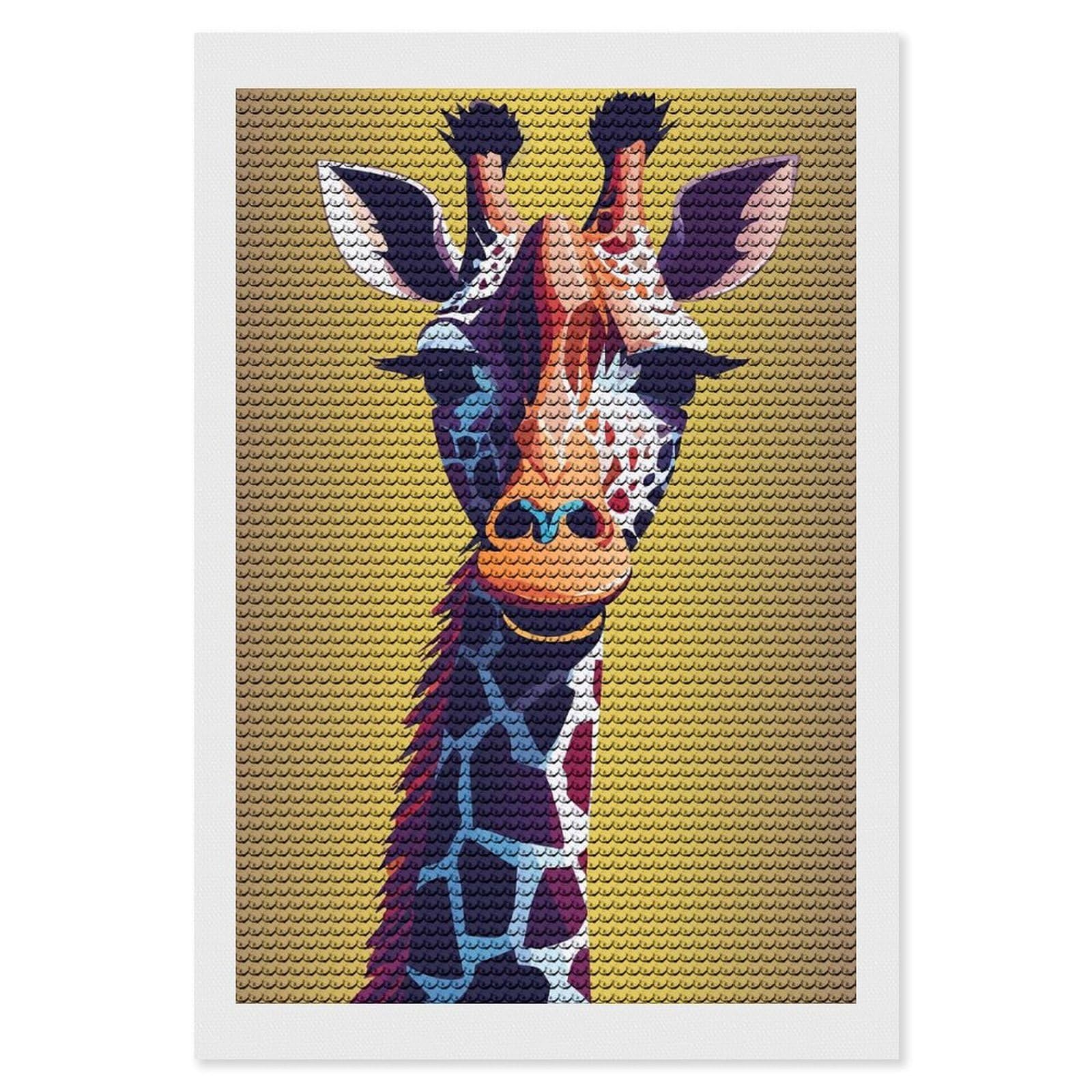Junmoney Giraffe Diamond Art Canvas 8"x12", for Adults, Printed Canvas, Home Wall Decor, Gift Idea, Mindful Craft Activity