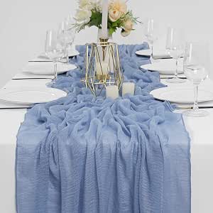 8-Pack Dusty Blue Cheesecloth Table Runners – 20x120 Inches, Gauze Sheer Fabric For Wedding & Party Decor - View #2