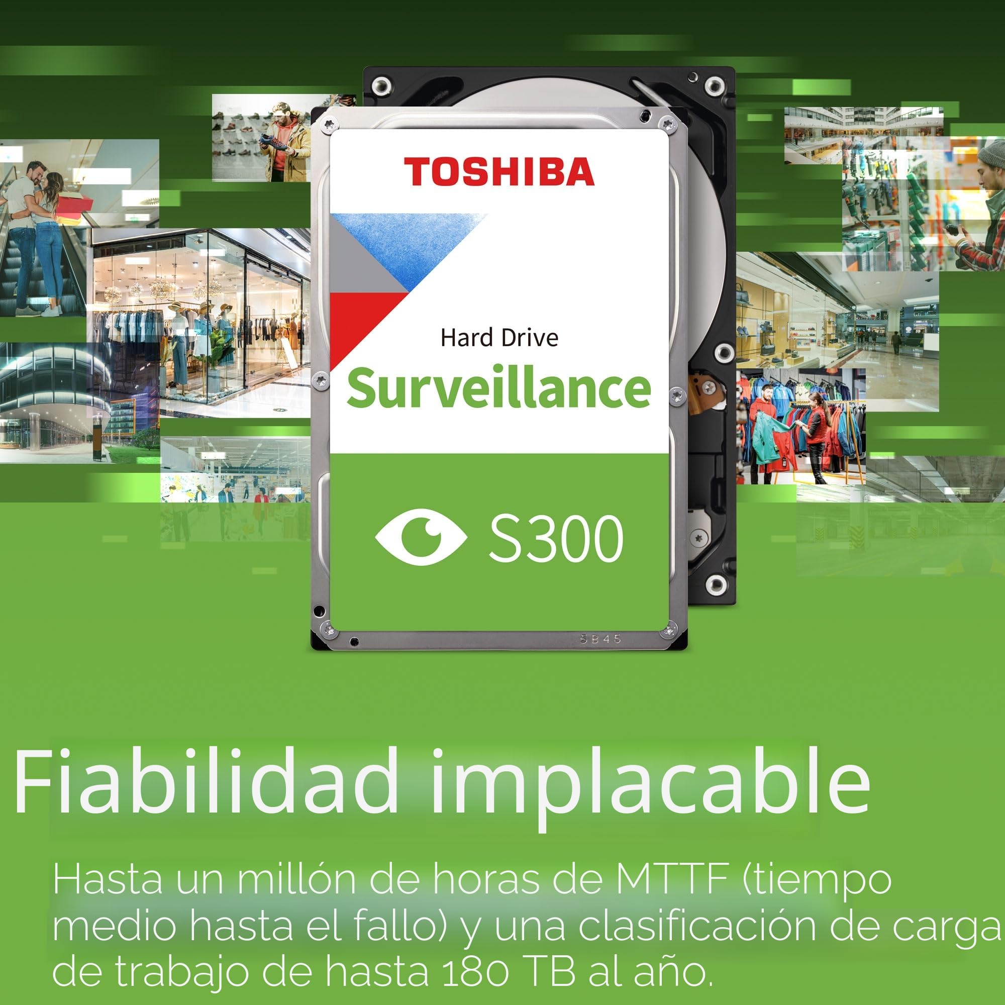 Toshiba 4TB S300 Surveillance HDD - 3.5' SATA Internal Hard Drive Supports up to 64 HD cameras at a 180TB/Year workload (HDWT720UZSVA)