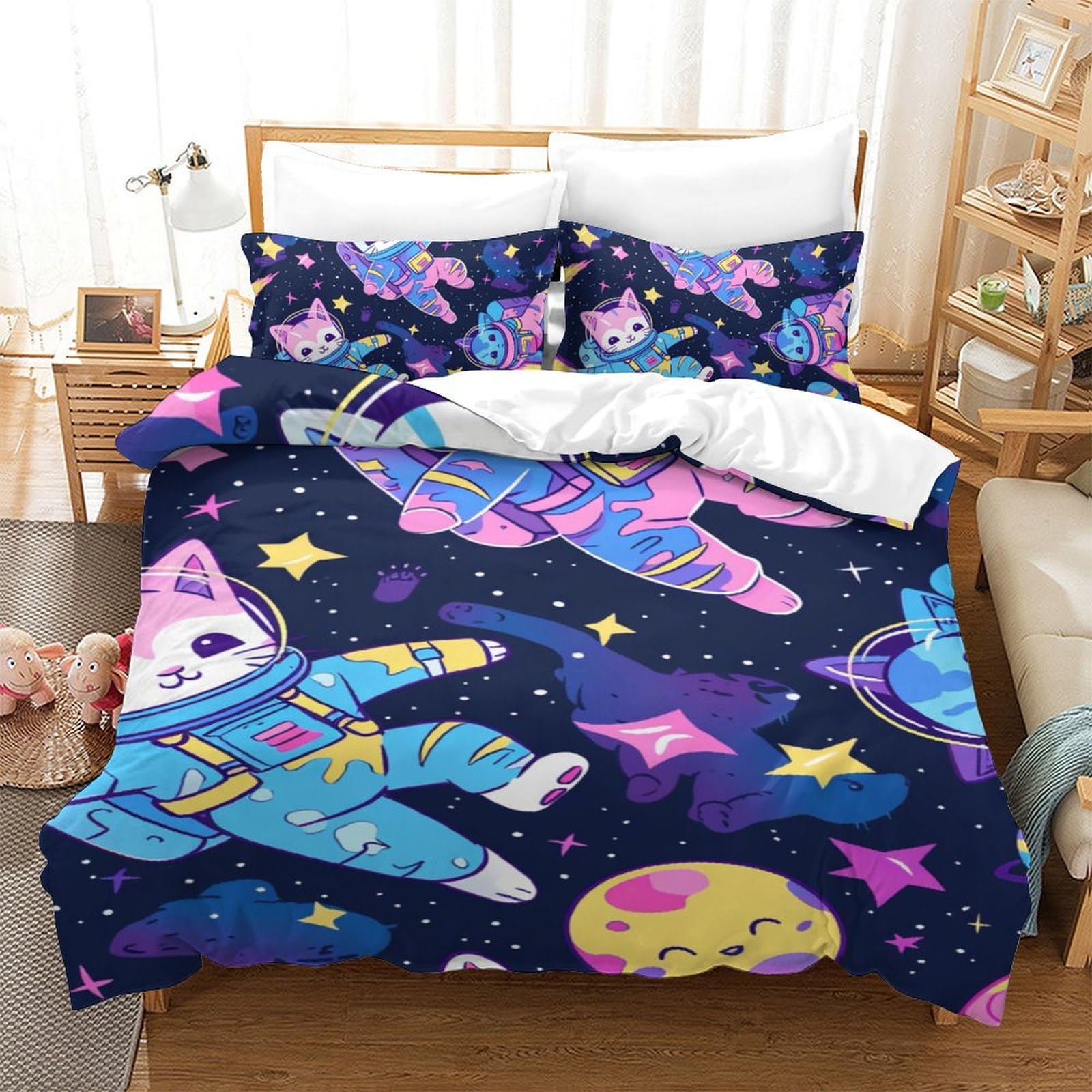 Housse de couette 140 x 200 astronaute 3D en textile haut de gamme