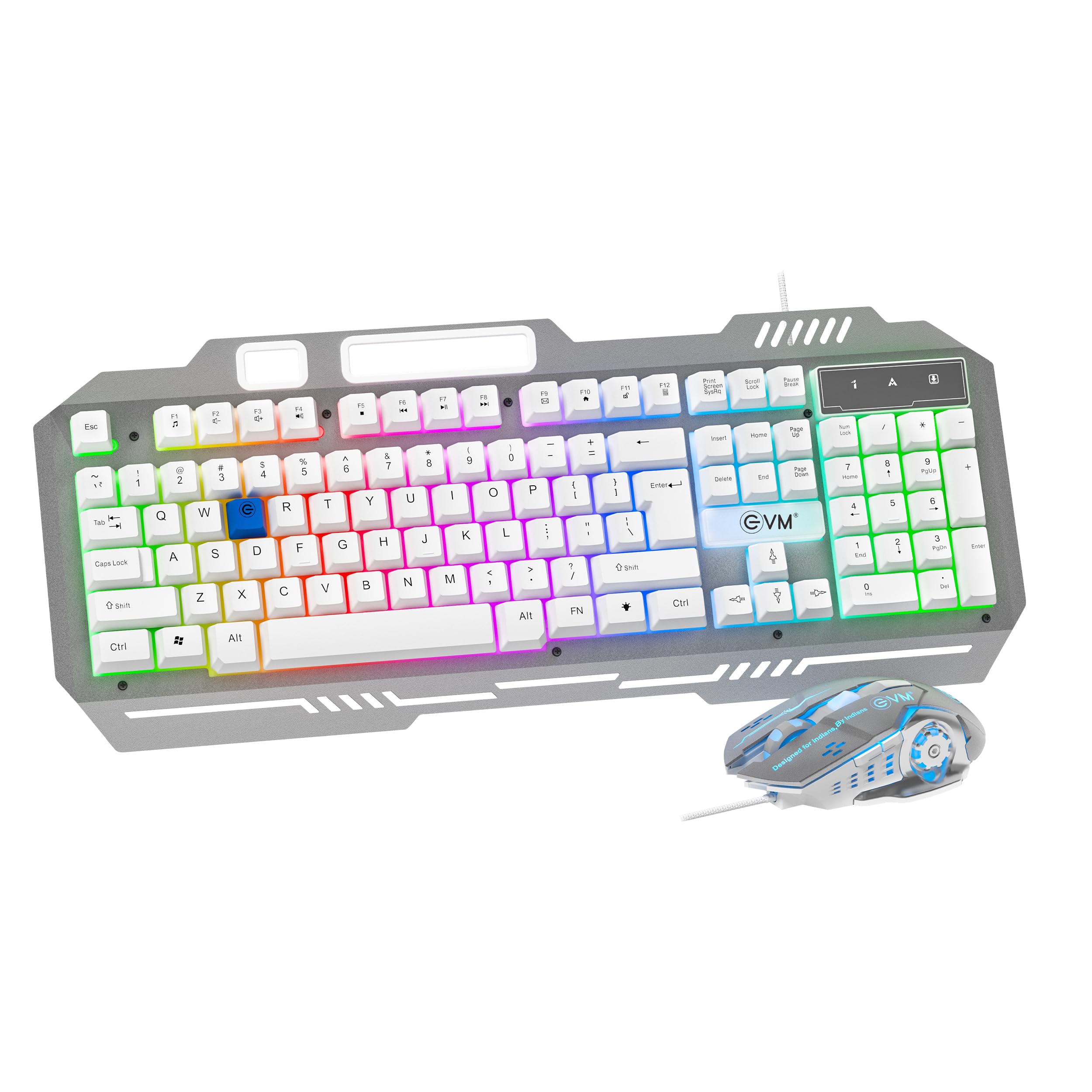 EVM EnClaw Wired Gaming Keyboard and Mouse Combo - RGB Backlit - 7200 DPI Adjustable Gaming Mouse - Strong Metallic Build with Braided Cable - 1 Year Warranty (EVM-WDKM-612-S)-image-49