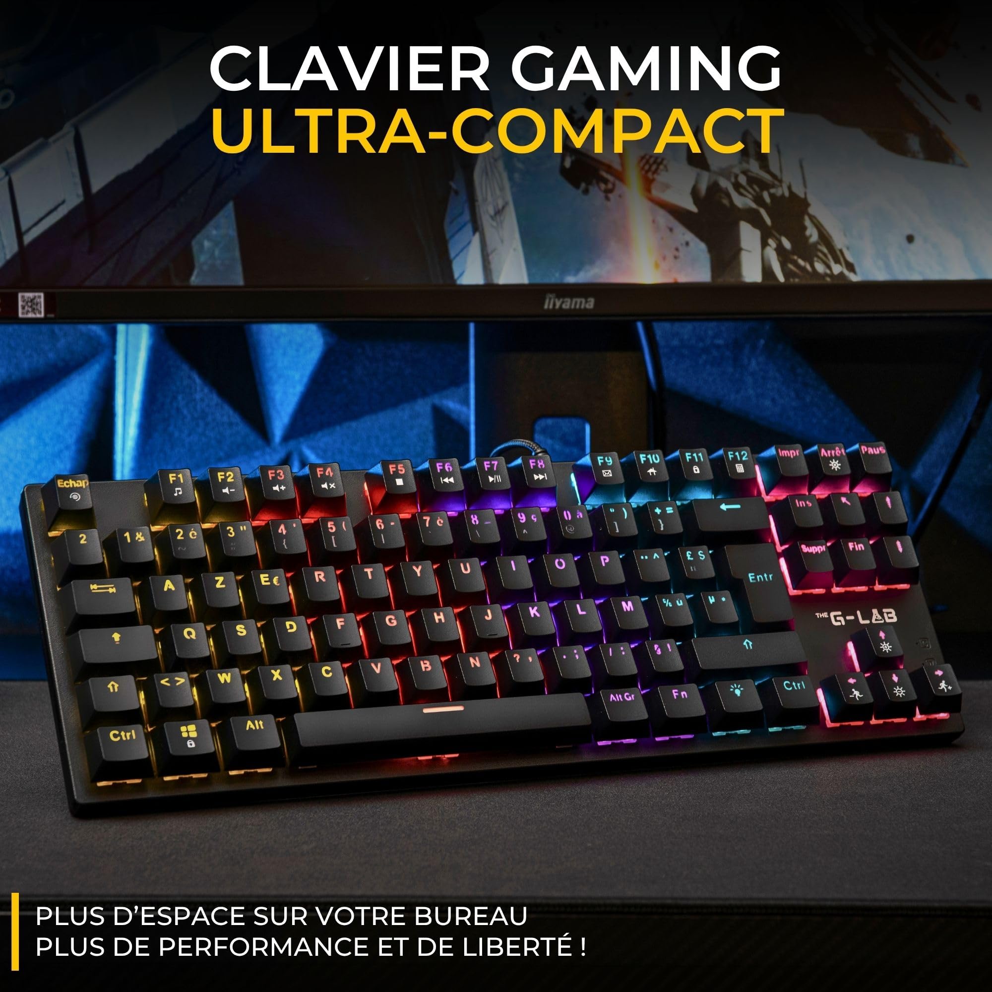 The G-Lab Combo Mercury EX - Paquete de Teclado mecánico TKL y ratón | AZERTY FR, teclado mecánico TKL + ratón Gamer, RGB, compatible con PC/PS4, PS5 y Xbox