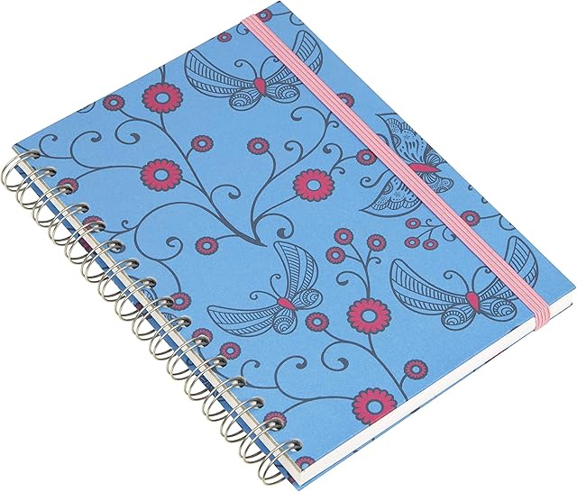 Pinal A5 Hard Cover Wirebound Notebook Butterfly Turquoise Plain