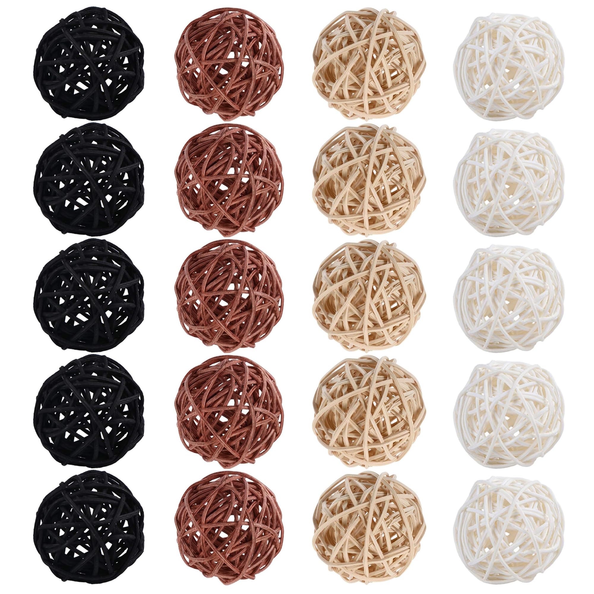 20 Piezas Bolas De Ratán y Mimbre - Bolas Decorativas Artesanales de 3cm para Diy, Decoración de Boda y Hogar