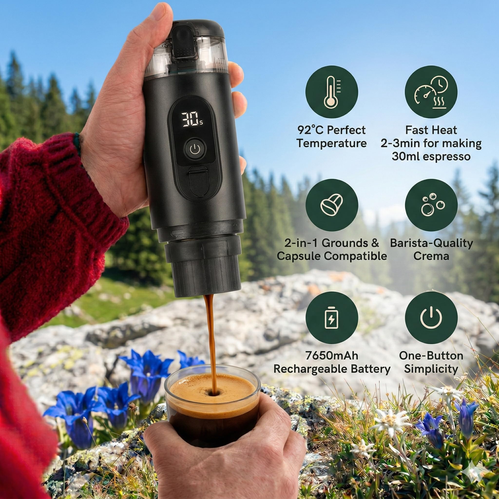 Electric Travel Coffee Machine with Self-Heating Gallery Image