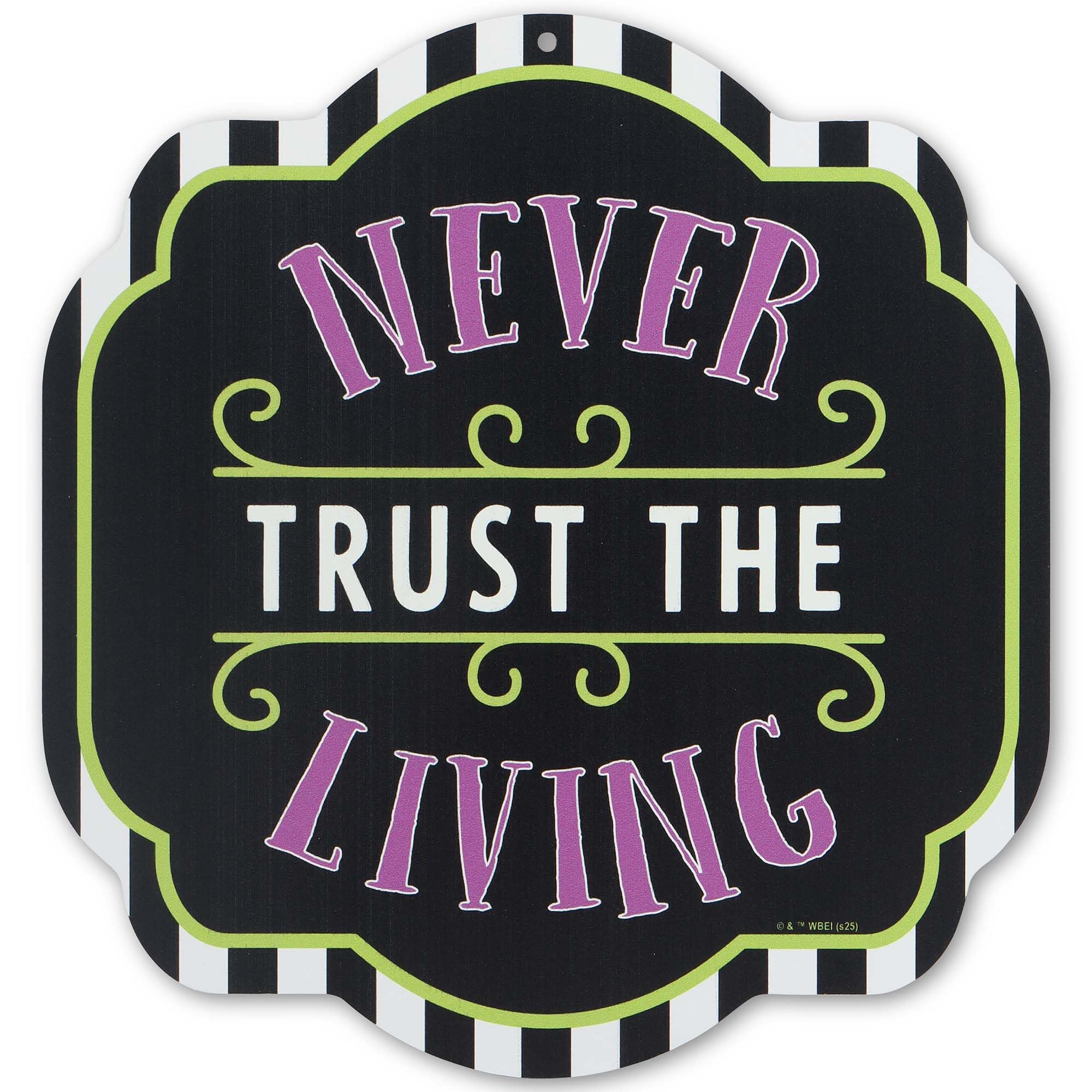 Beetlejuice Never Trust the Living Metal Wall Decor – Spooky Beetlejuice Sign for Halloween Decor