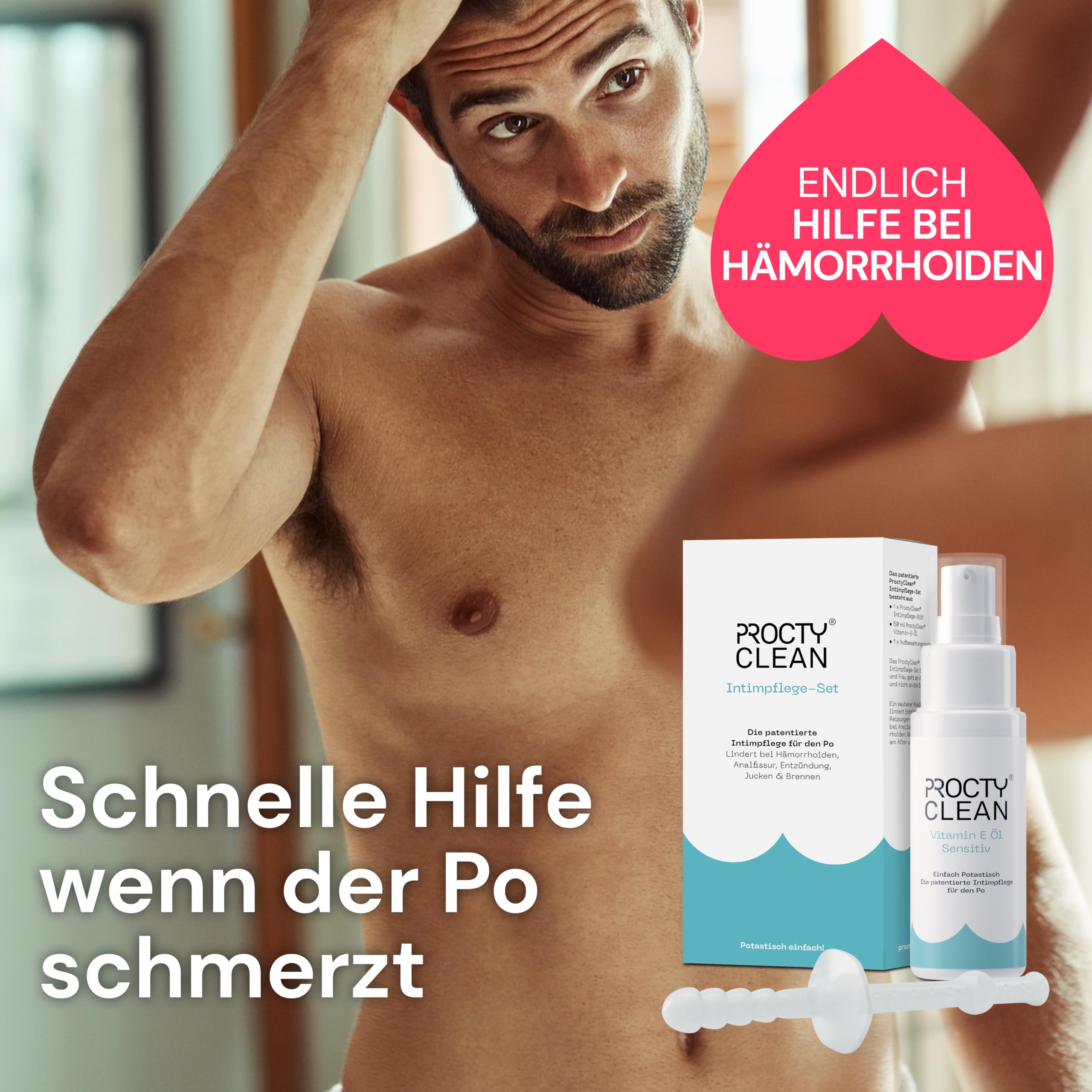 ProctyClean Intimpflege-Set für den Po, Analhygiene bei Hämorrhoiden & Co | Innovation für den Po. Statt Hämorrhoidensalbe, Hämorrhoiden Zäpfchen, Linderung bei Analfissuren, Afterjucken, Brennen