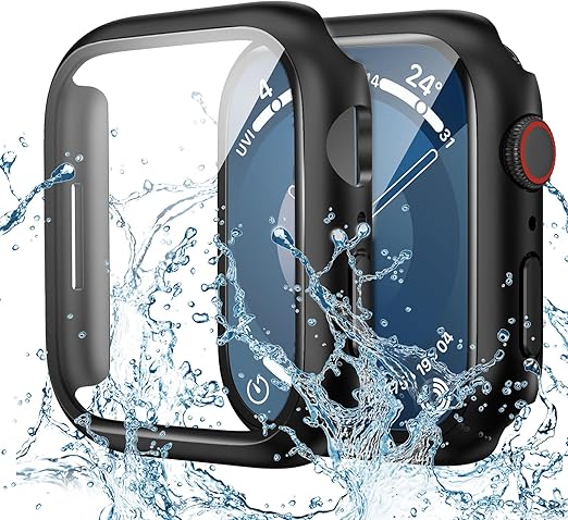 Goton Waterproof Screen Protector Case Compatible for Apple Watch Series 9/8/7 41mm, Hard Bumper with Tempered Glass for iWatch Cover 41 mm