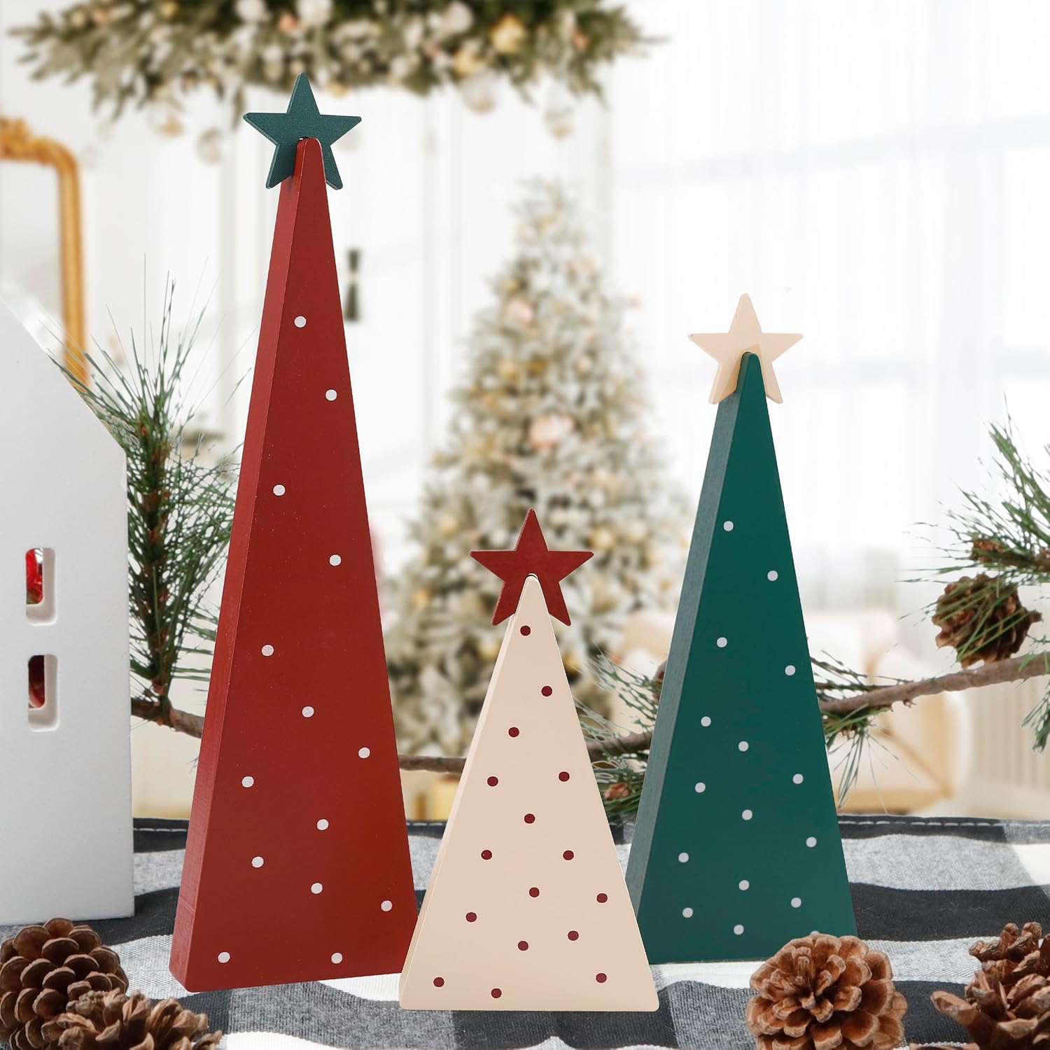 Christmas Decorations-Three Sizes Wooden Tree Sign with Star-Christmas Decorations for Home Shelf Mantel Fireplace Table Party Decor Christmas Decorations-Three Sizes Wooden Tree Sign with Star-Christmas Decorations for Home Shelf Mantel Fireplace Table Party Decor