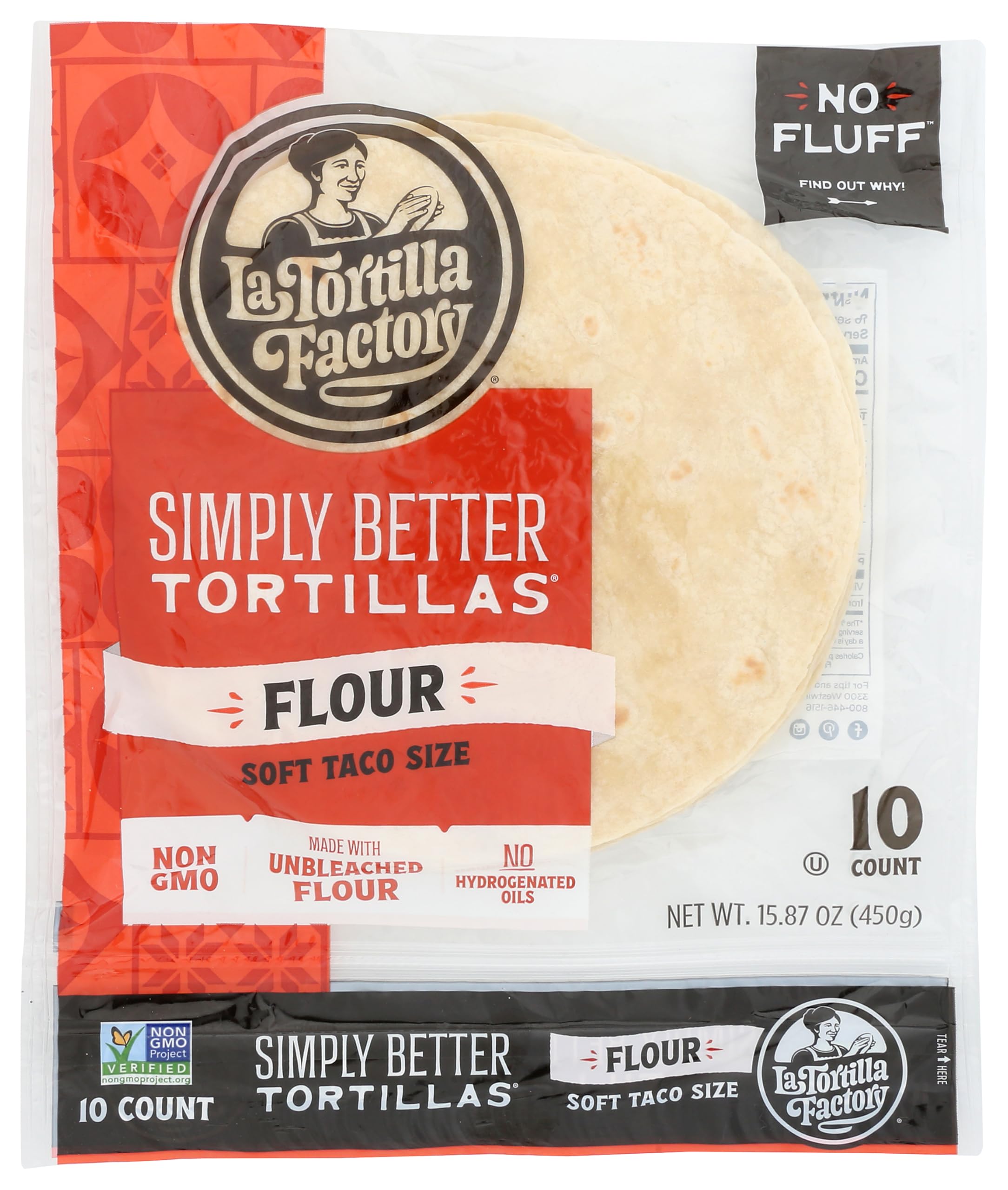 La Tortilla Factory GMO Free Flour Soft Taco Size Tortillas, 10 ct