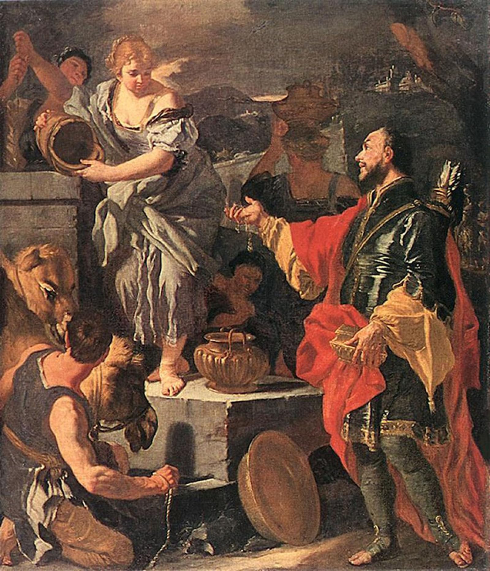 POSTERIIk Vintage Print Pop Art Landscape Artwork Rebecca At the Well by Francesco Solimena Art Prints for Office Home Decor 60x90cm