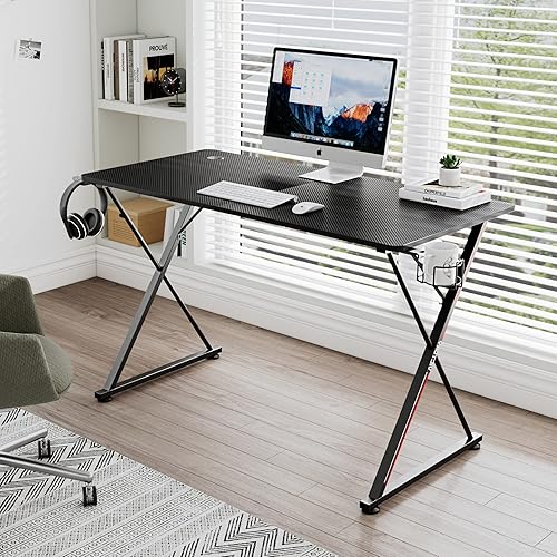 Miniatura 4 de EUREKA ERGONOMIC Escritorio para juegos de 47 pulgadas, mesa de juegos para PC, escritorio de computadora de juegos en forma de X con alfombrilla