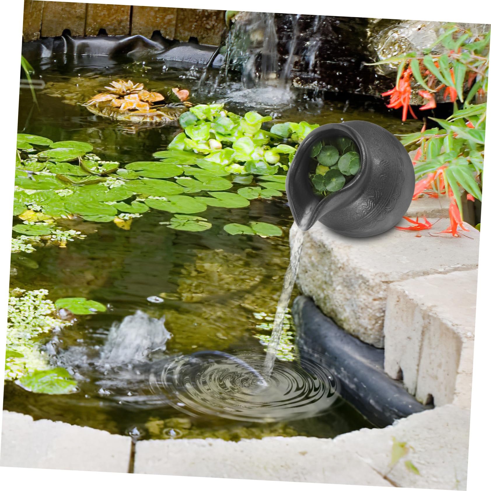 Vaso Fontana in Ceramica a Cascata Decorativa per Interni ed Esterni, Arredamento la Casa e Giardino, Design Compatto Circolazione D’acqua per Balconi e Cortili, Risparmio