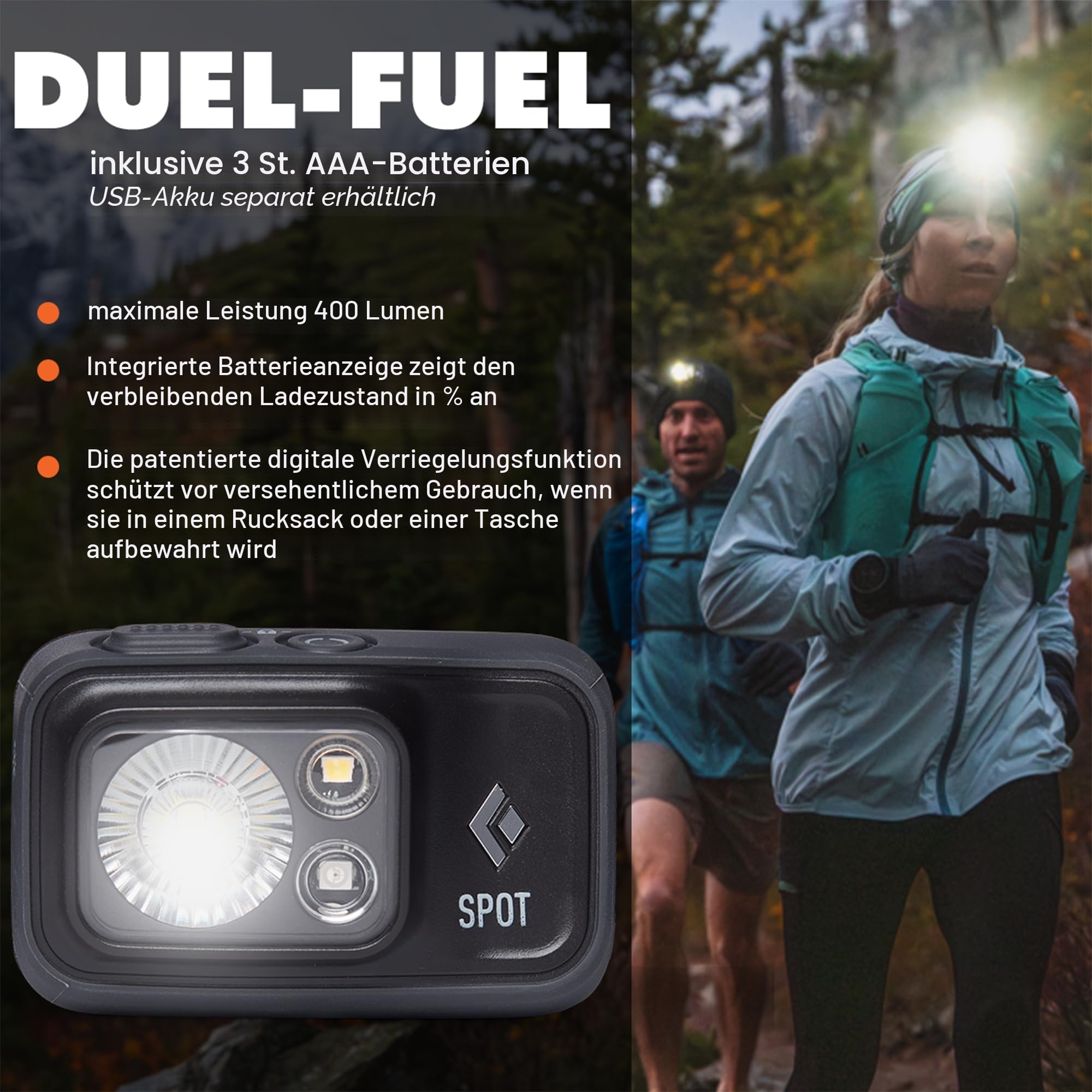 Black Diamond Stirnlampe Spot 400 HEADLAMP, Farbe:Graphite