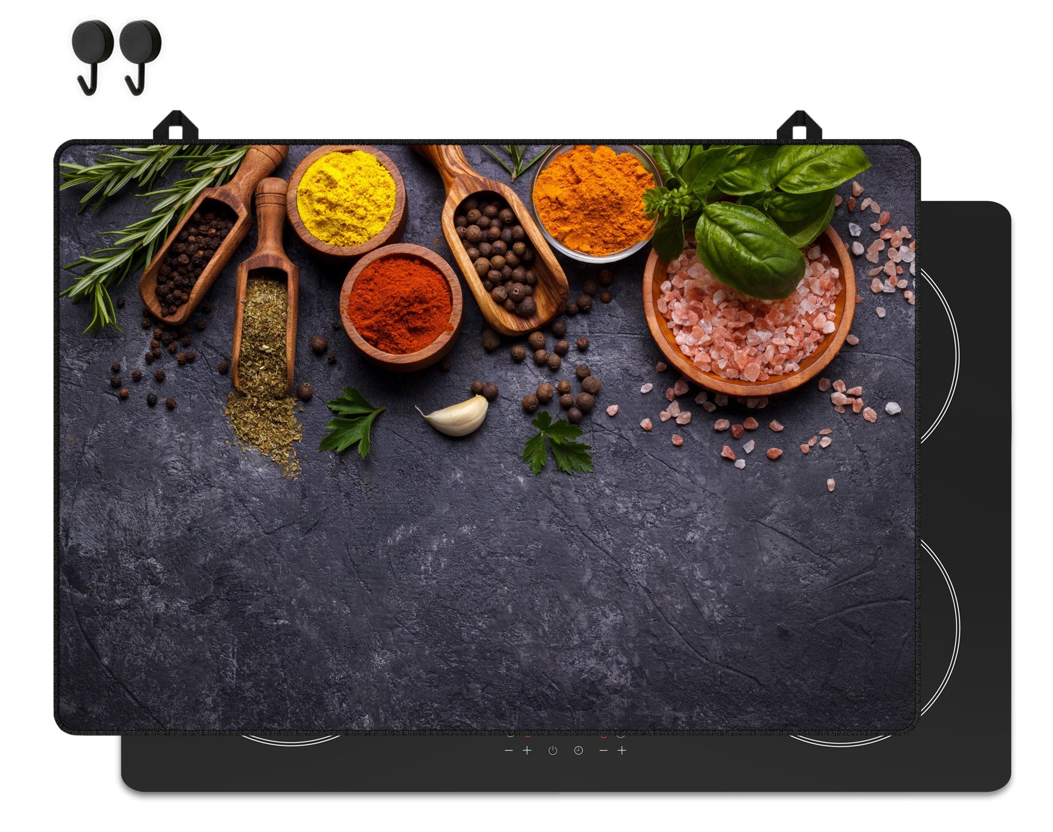 KitchyMist Inductie Beschermer Groene Olijven - 71x52 cm - Afdekplaat voor Kookplaat - Inductie Mat - Keuken Spatscherm