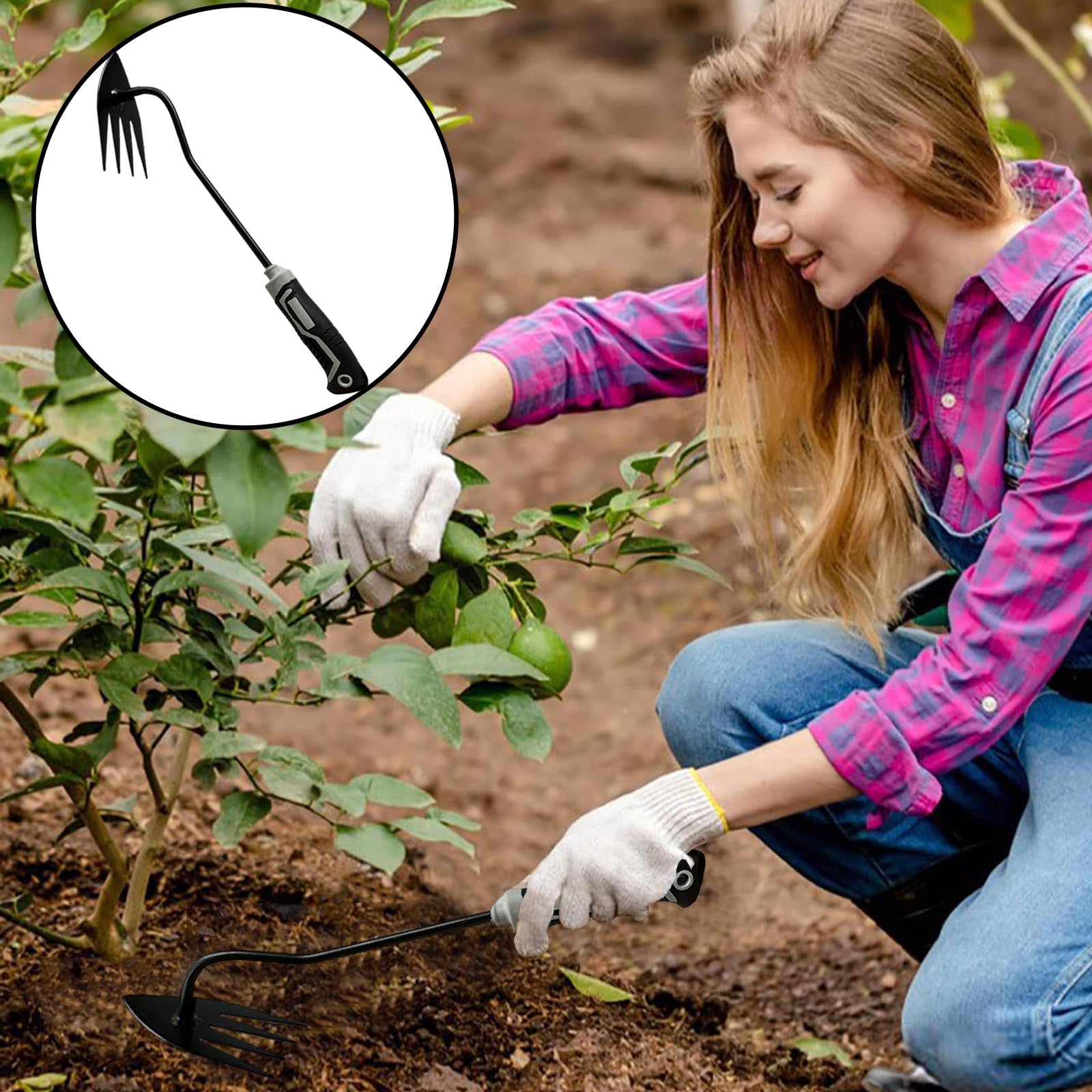 YDKOJGW 3 herramientas de eliminación de malezas, herramienta de extracción de malas hierbas de jardín con mango de goma, 4 dientes, herramienta manual de doble propósito para extraer malezas para