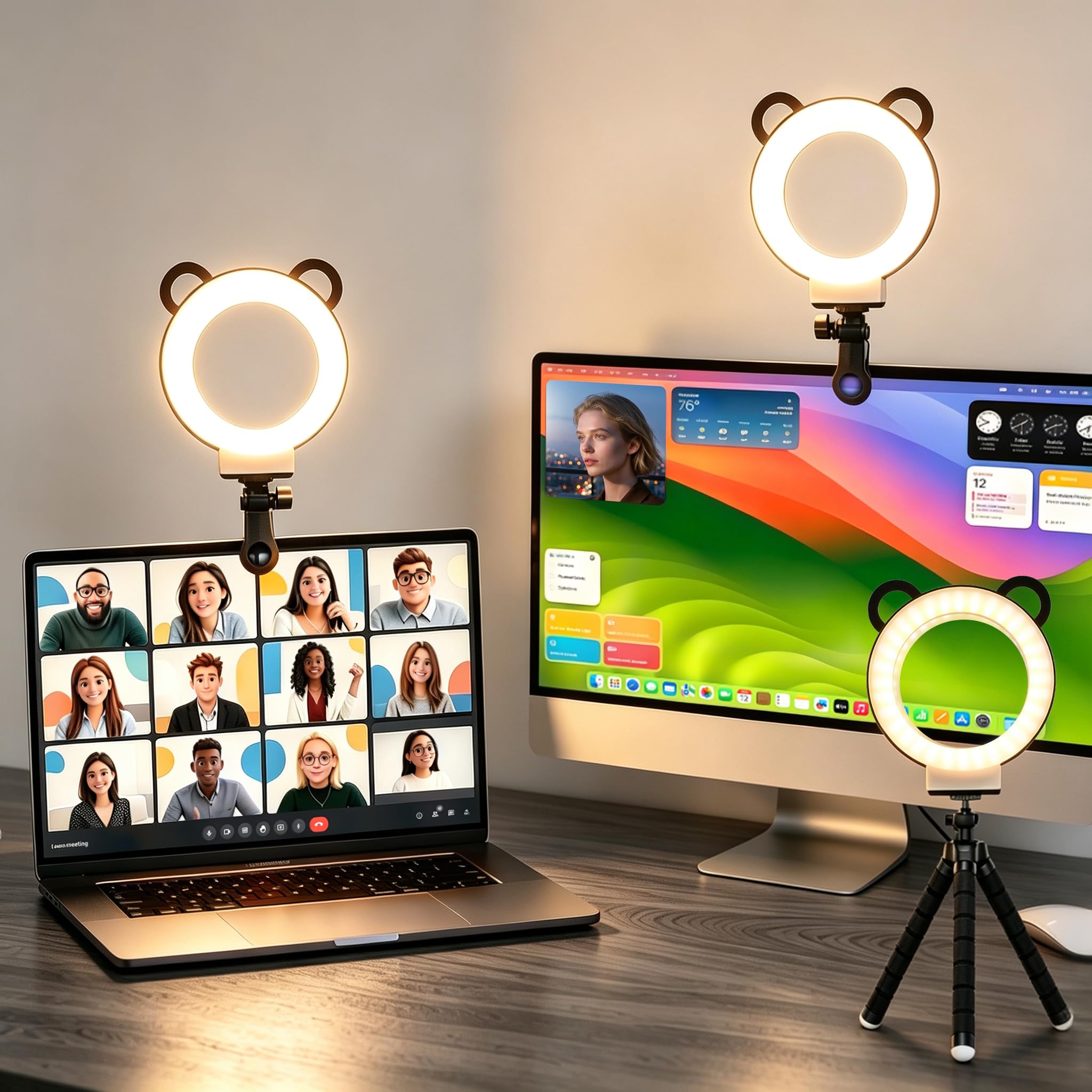 4” Ring Light for Laptop Desk Clip On, Computer Video Conference Lighting | with Clip Tripod Stand for Phone/Webcam/Monitor,4" Portable LED Selfie Light Desktop for Zoom Meeting/Video Call/Recording-image-35
