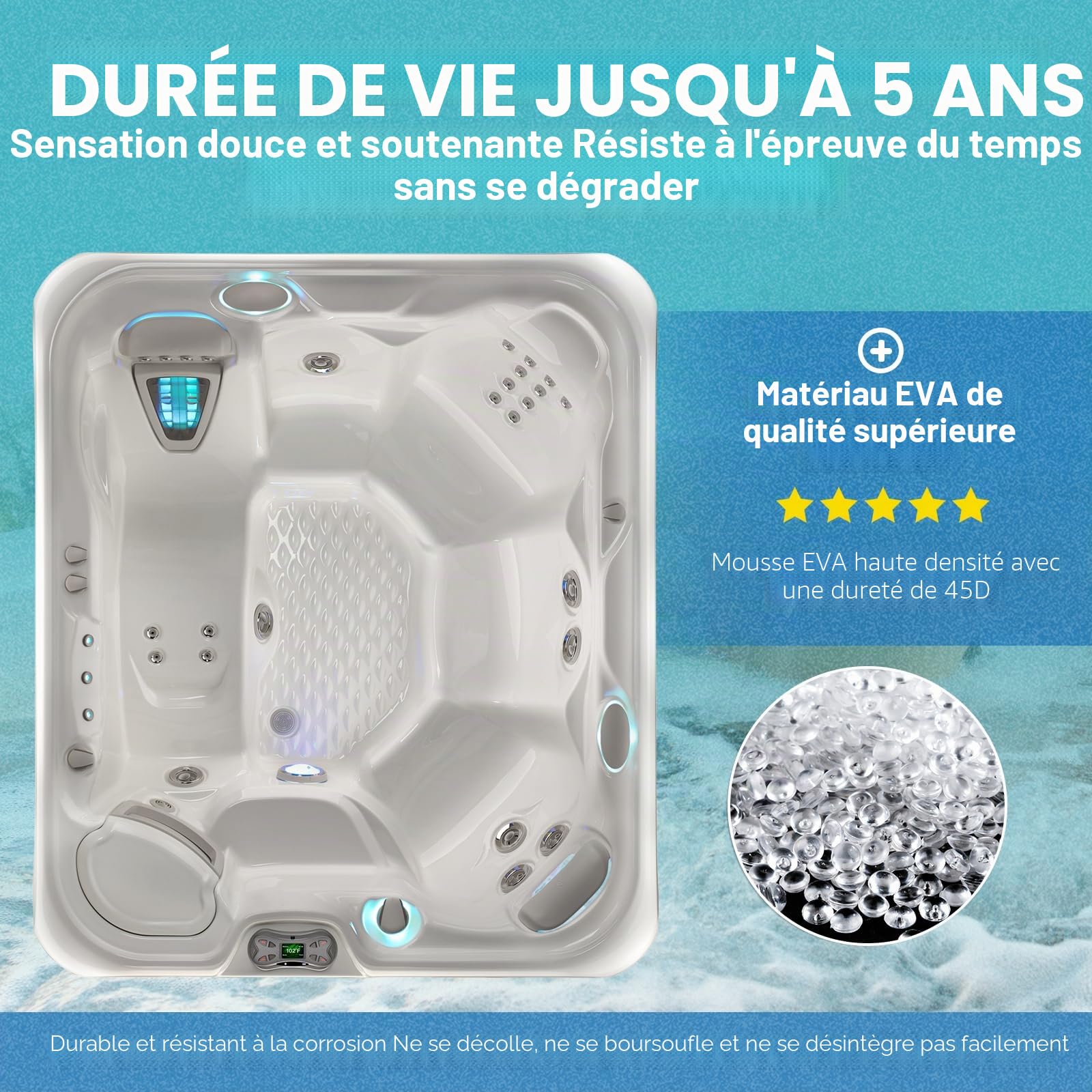 Lot de 3 Coussins de Nuque pour Spa 1411501 77228 pour Spa série Highlife à partir de 2014 à partir de 2014, 35,6 x 14,9 cm (L x l), Gris Froid, Coussins Repose-tête pour Spa Watkins