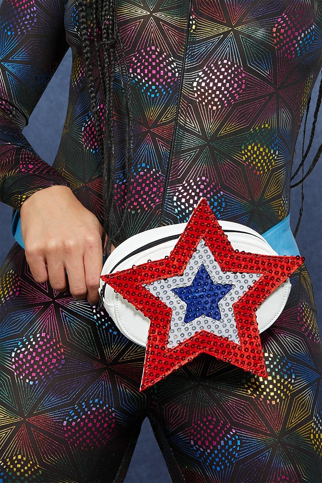 Smiffys Fever Americana Sequin Star Bum Bag, Blue, Fever Accessories Fancy Dress, Fever Dress Up Accessories - Image 2