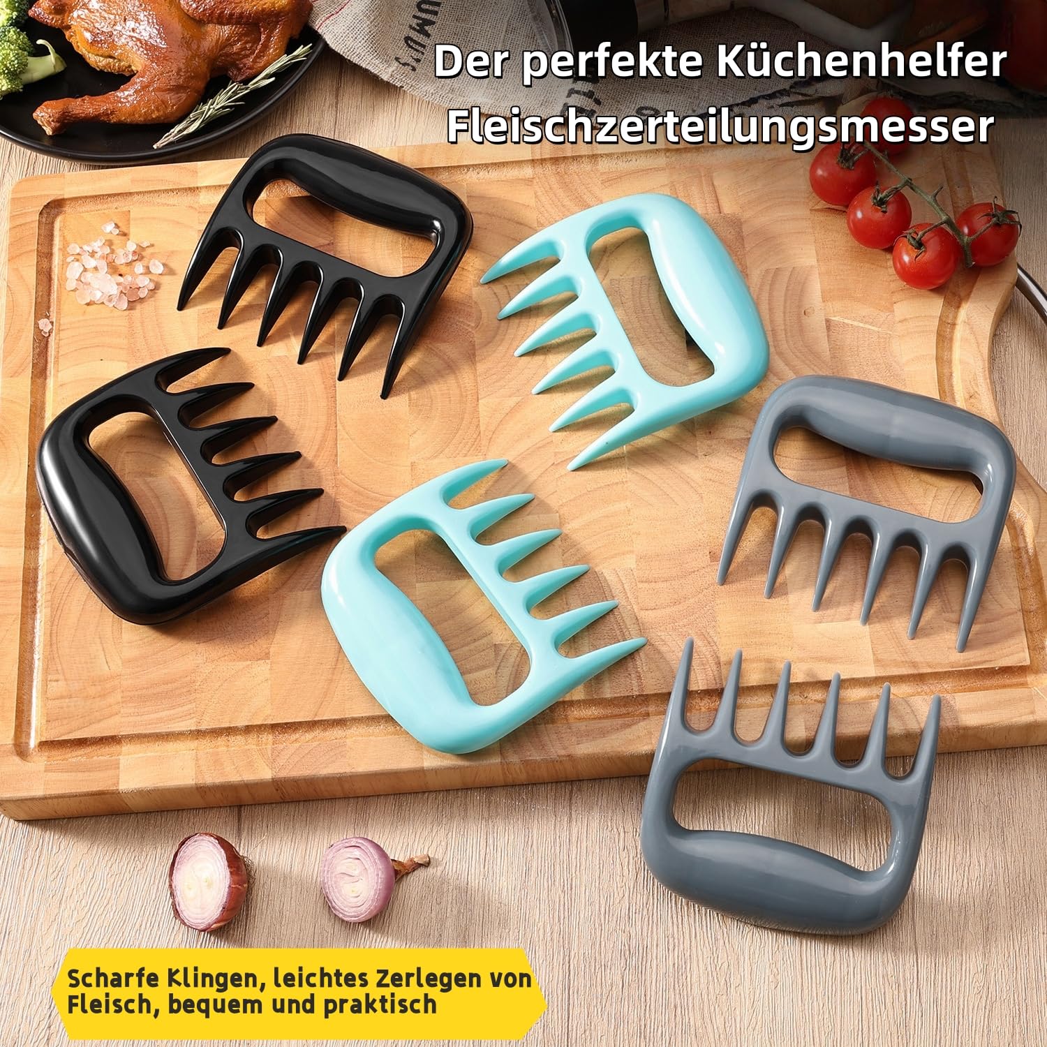2 Paar Pulled Pork Krallen Gabeln - Garten Grills & Zubehör Grillbesteck Gabeln, Männer Geschenk Geschenke für Papa, Grill Zubehör Grillzubehör, BBQ Zubehör (BBQ–26-teiliges Set)