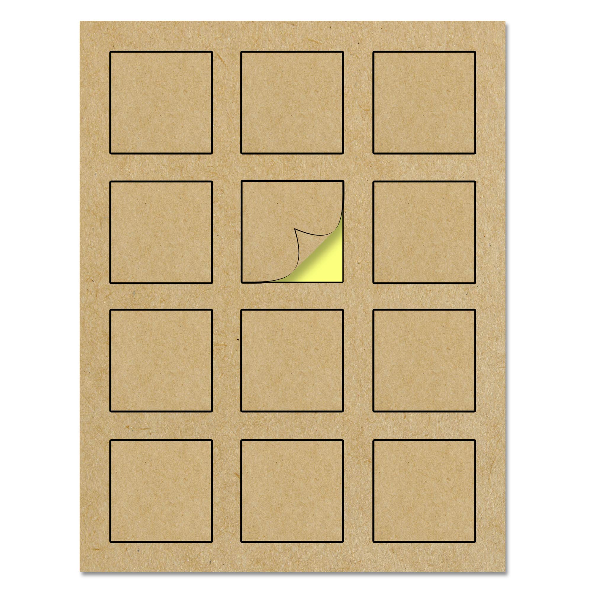 Buy 2" x 2" Kraft Labels Stickers, Letter Size with Print Template 30 Sheets, Pack of 360