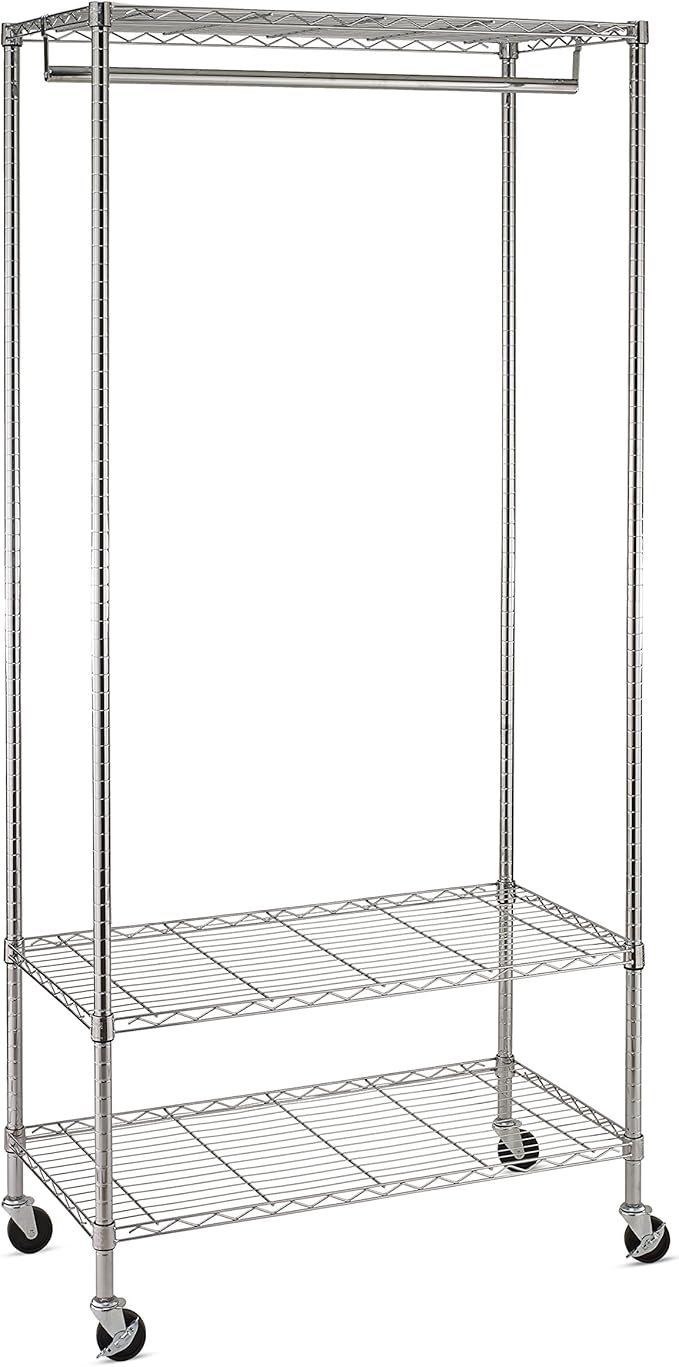 HoneyCanDo 3Shelf Deluxe Garment Rack GAR09208 Chrome