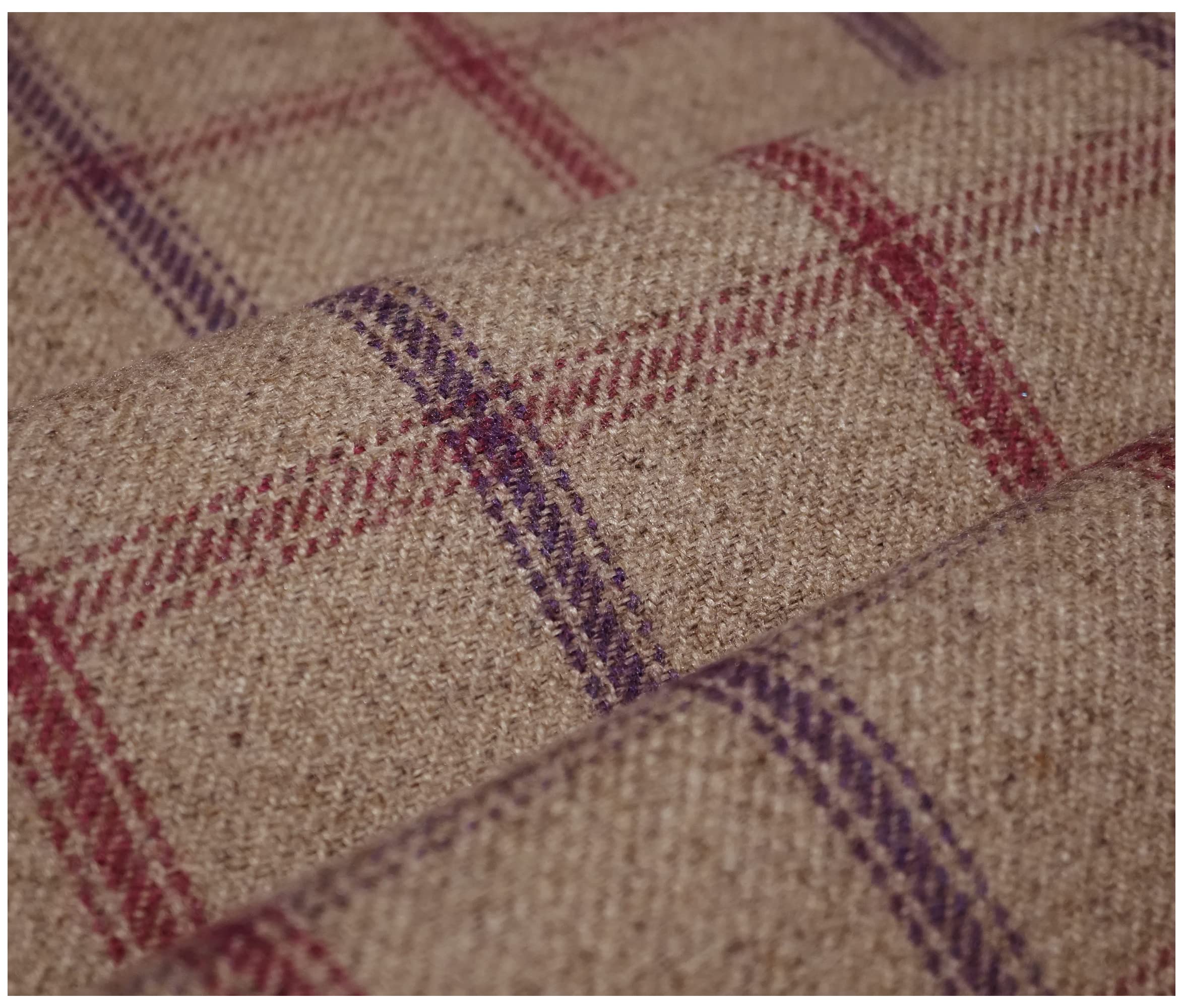 Lewis Balmoral Thick Wool Effect Tartan Upholstery Curtain Fabric Sofa Plaid Fabric (100 x 140cm (1 Metre), Heather)