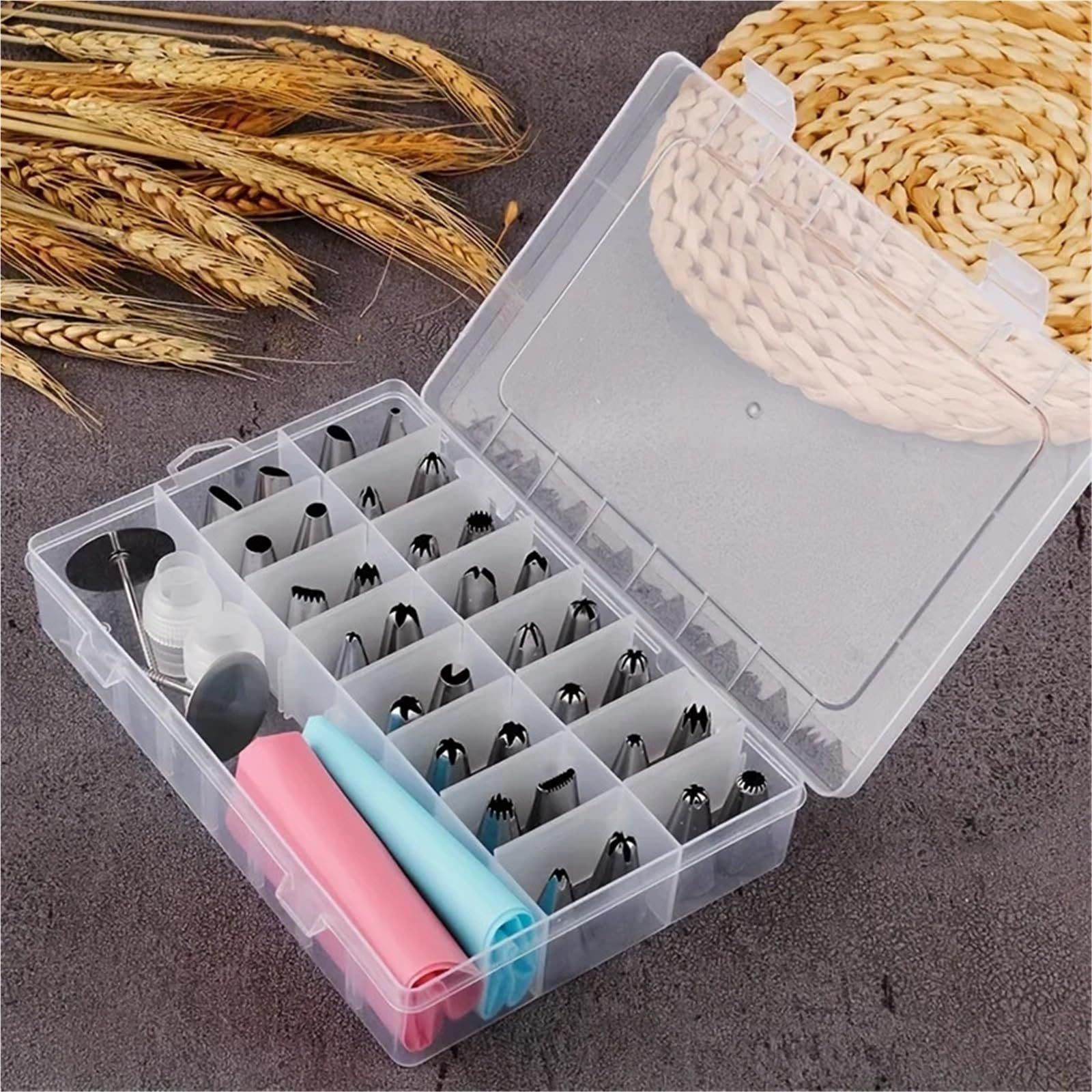 Kit de décoration gâteaux avec douilles à pâtisserie, embouts glaçage, clous et poches douille for la confection cupcakes biscuits - desserts faire soi-même pour la décoration de gâteaux(27 pcs)