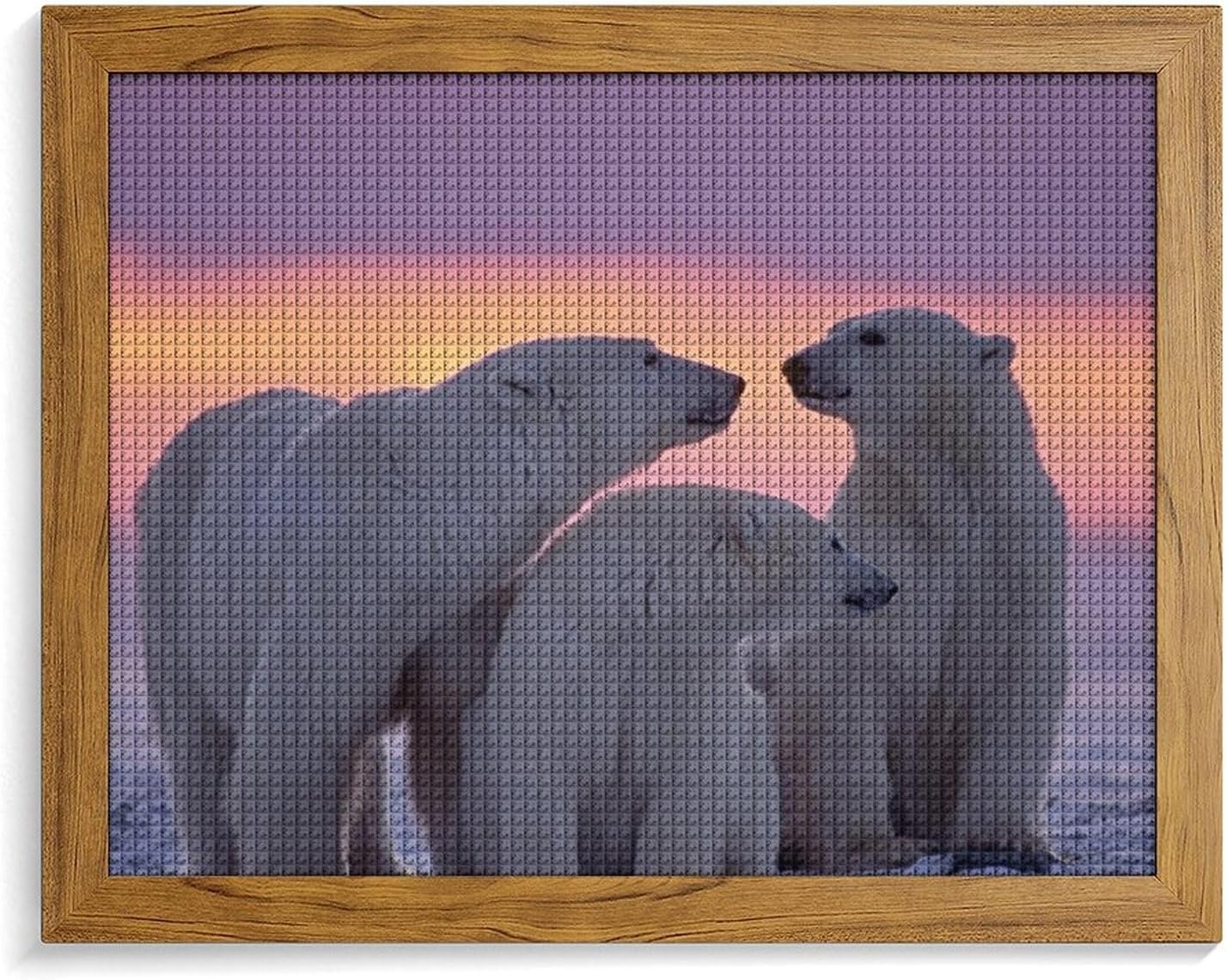 Arctic Bears Printed Diamond 5D Painting Kits DIY Full Drill Crafts for Home Wall Decor 16x20 Inch Yellow Wood 50 * 40cm
