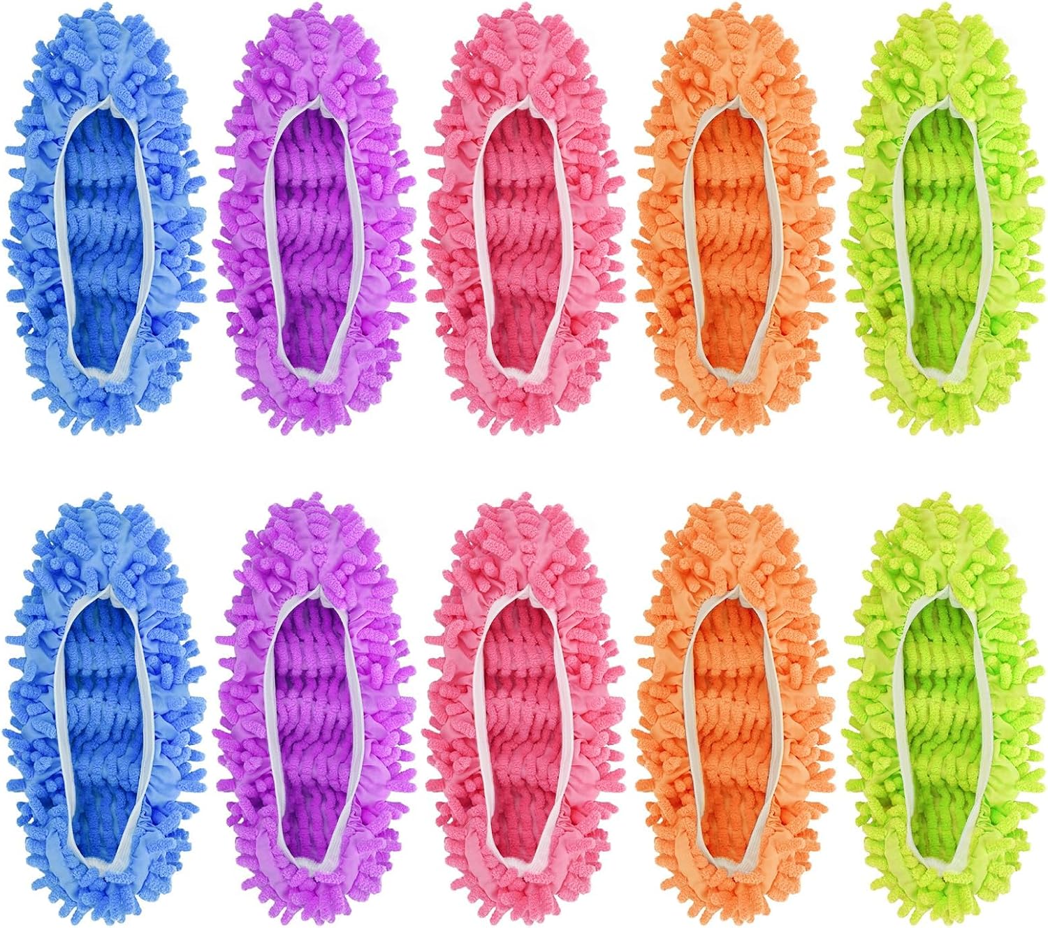 5 Pairs 10 PCS Mop Slippers for Floor Cleaning Supplies Reusable Microfiber Mop Socks Washable Mopping Slippers