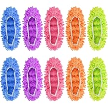 5 Pairs 10 PCS Mop Slippers for Floor Cleaning Supplies Reusable Microfiber Mop Socks Washable Mopping Slippers