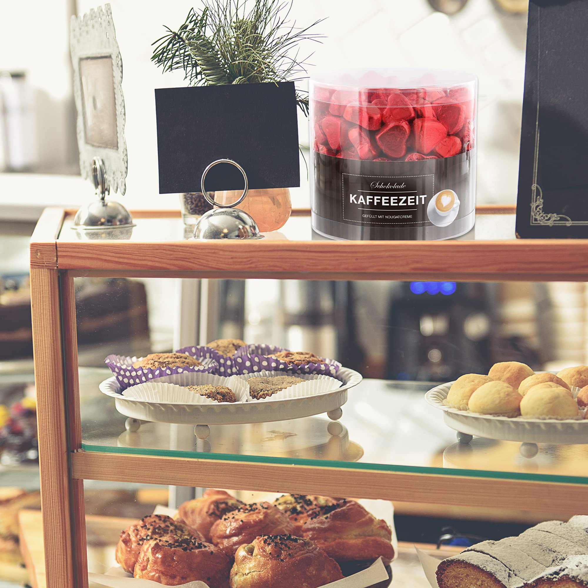 Günthart 150 Stück rote Schokoladen Herzen mit Nougatfüllung Nougatcreme Kaffeezeit Schokoladenherzen rot San Marino, Give away rote Herzen aus Schokolade Kaffeezeit (1,2 kg)